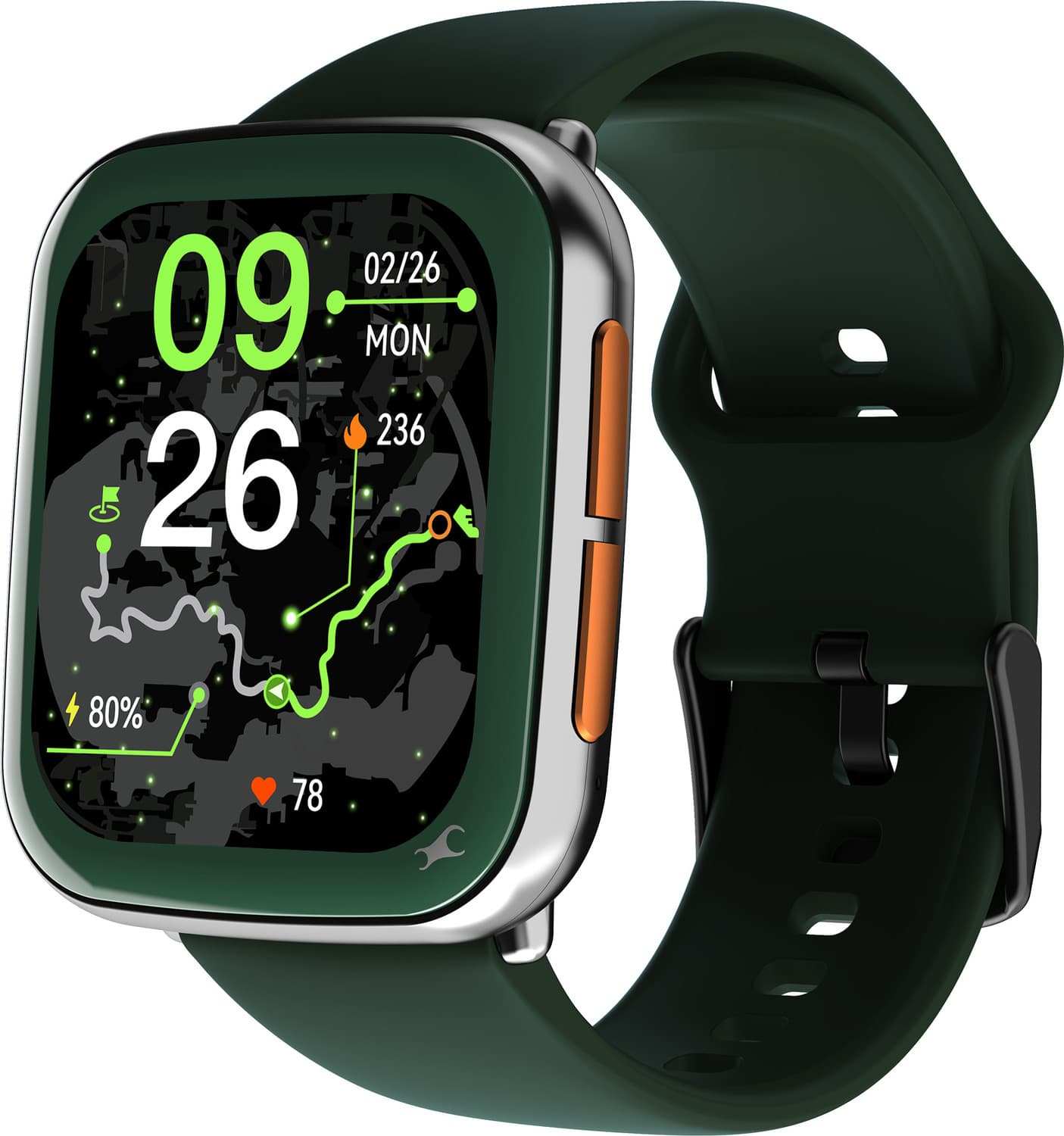 Fastrack Navstar 1.85" AMOLED Square Display with Built In GPS,AI Chat,Dual Buttons,IP68 Smartwatch