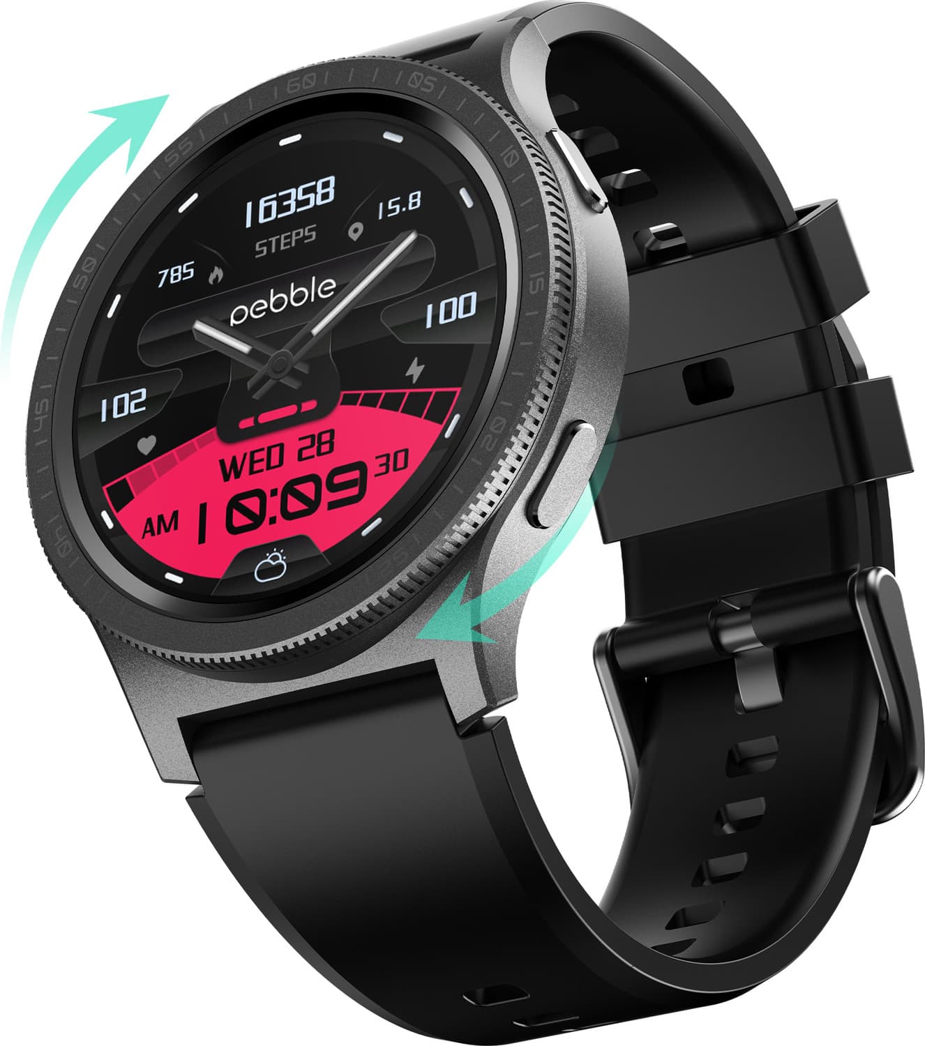 Pebble Revolve Pro Premium Rotating Bezel, 1.43"Ultra AMOLED, Metal Build, BT Calling Smartwatch