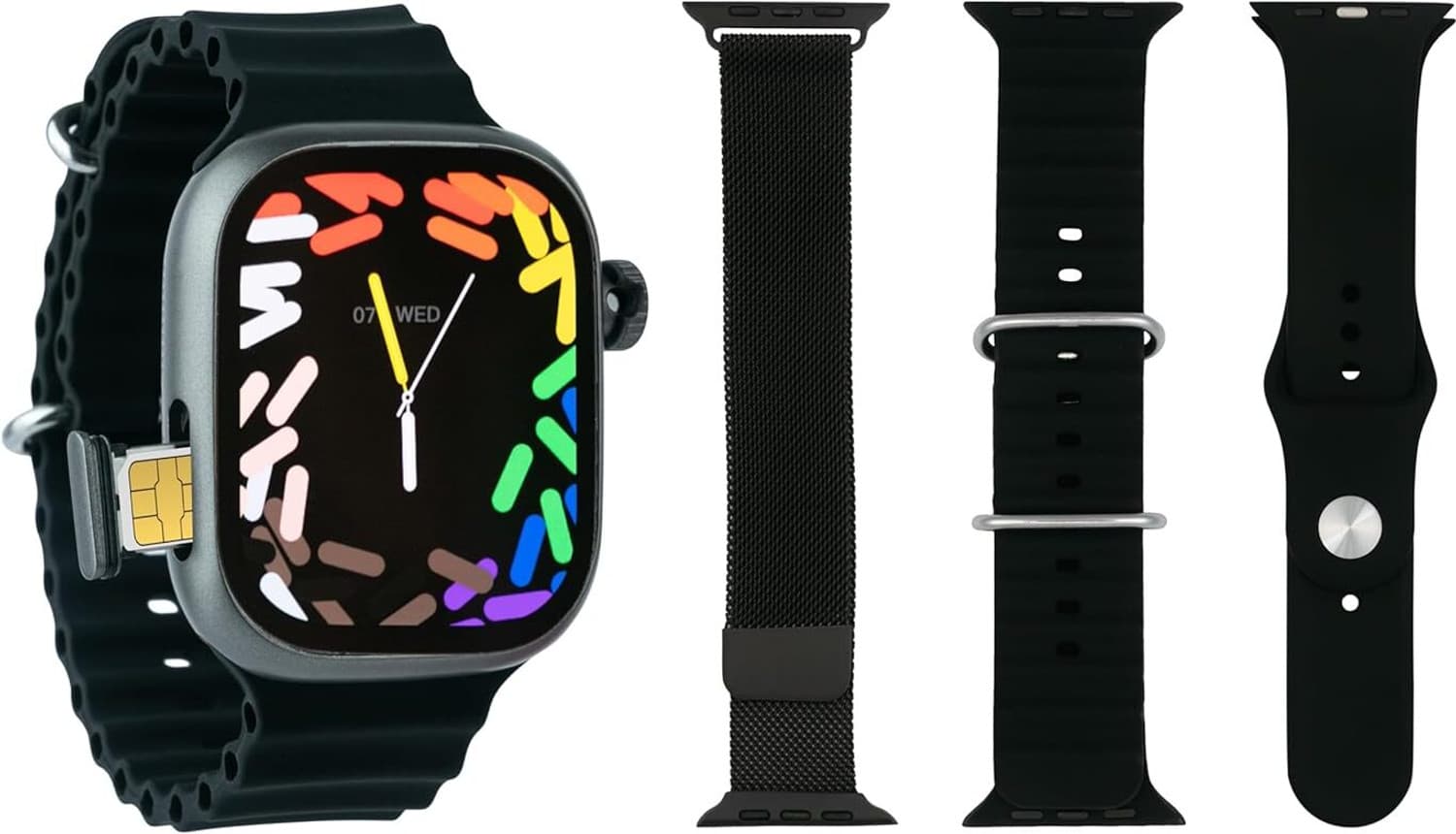 ASVON CD99 Ultra Smartwatch | 4GB RAM + 64GB Storage | Built-in Camera Smartwatch (Black Strap, 49MM)