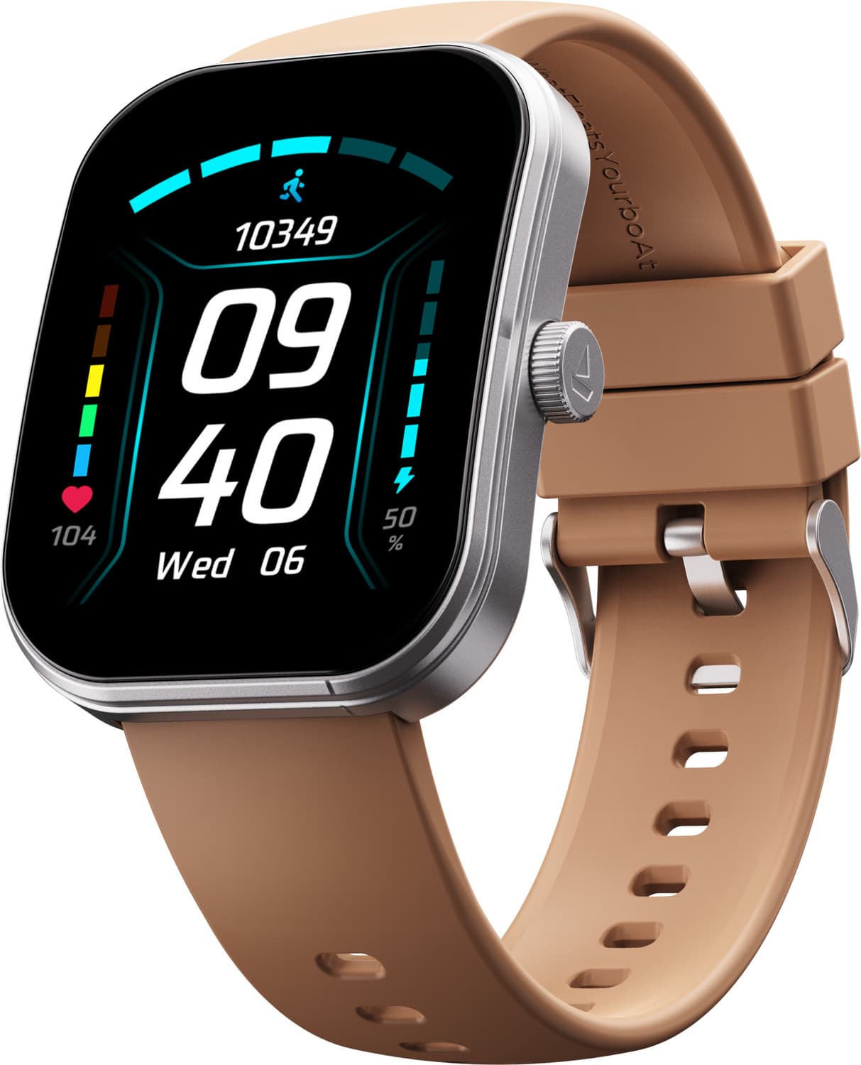boAt Wave Sigma 3 Curv, 2.01" Immersive Curved Display, Metal Finish, IP68 Smartwatch (Timber Brown Strap, One size)