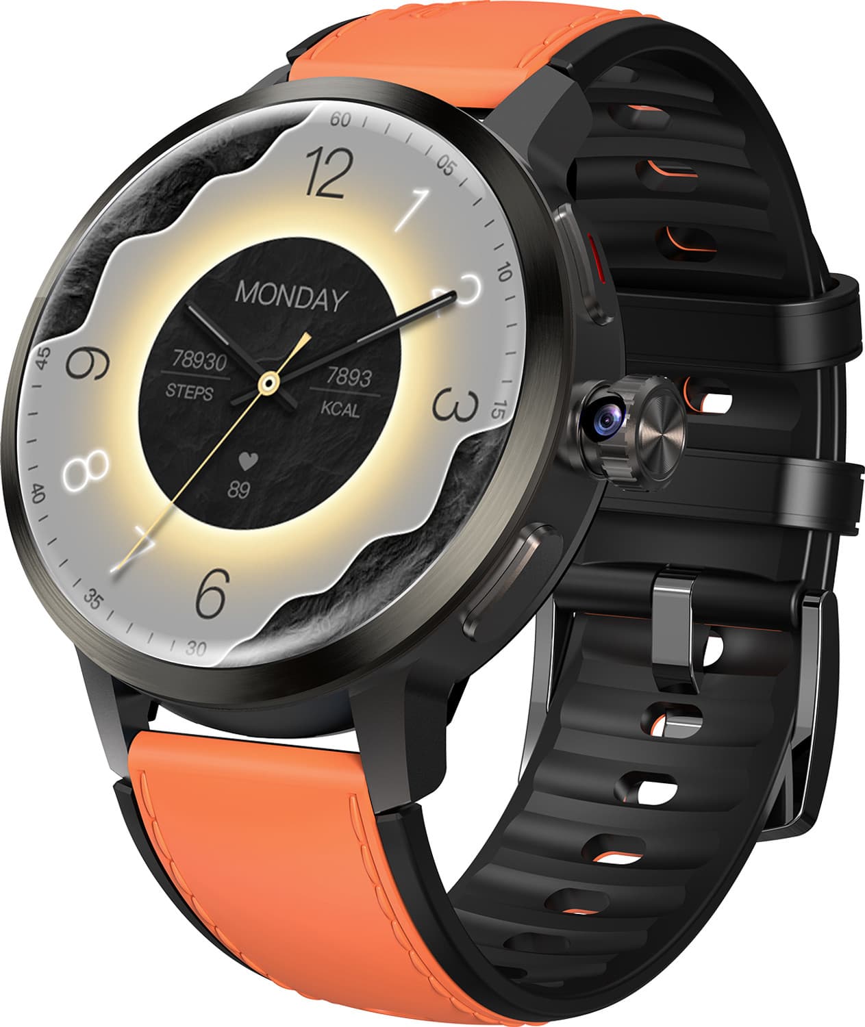 Ai+ NovaWatch Rotatecam 4G Android Smartwatch, 180 Degree Rotating Camera & GPS Smartwatch (Blaze Orange Strap, Free Size)
