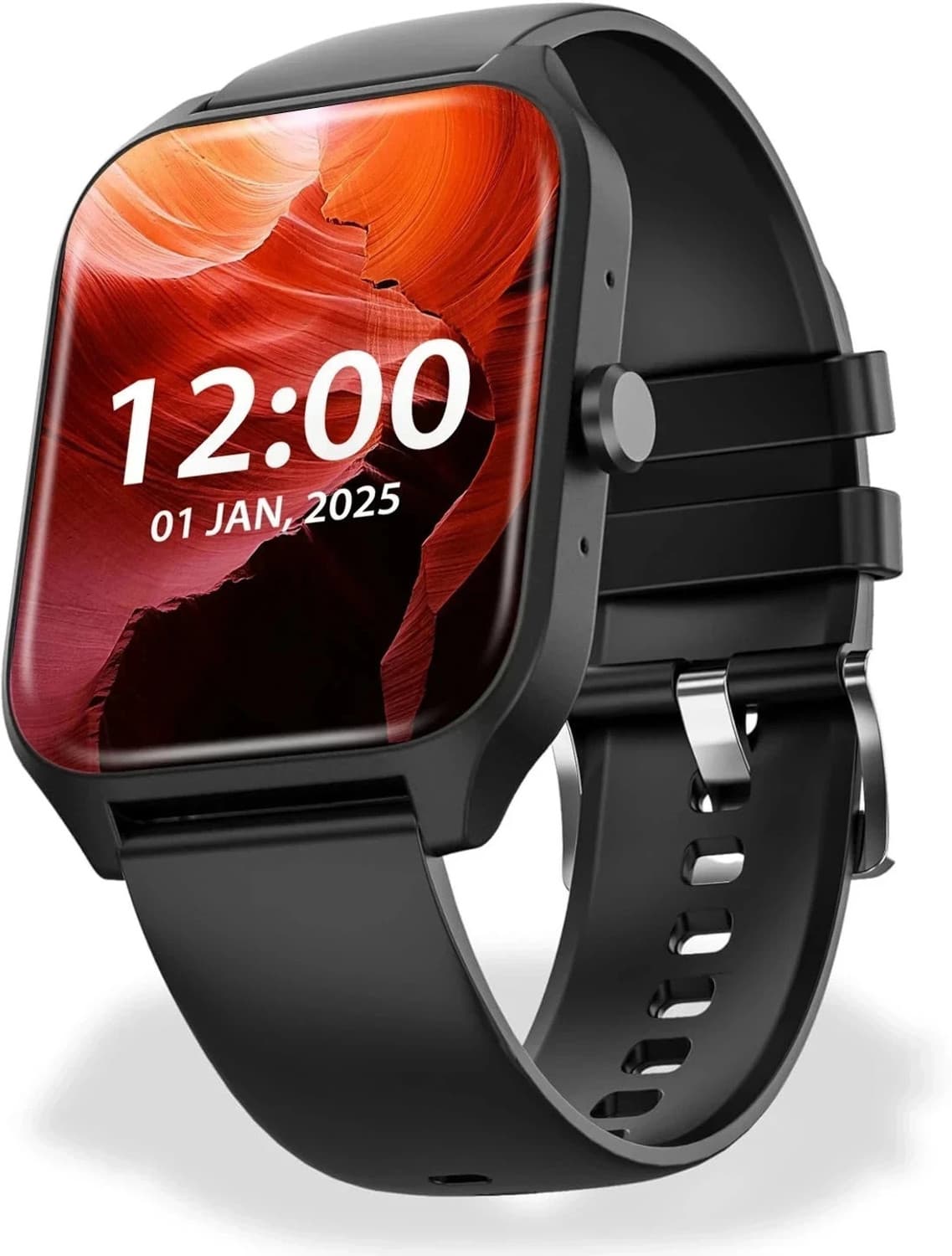 Nervfit MyCLNQ Pulse 1.83" Display, BT Calls, Waterproof, HR/BP/Sleep, 5Day Battery Smartwatch (Midnight Black Strap, Free size)