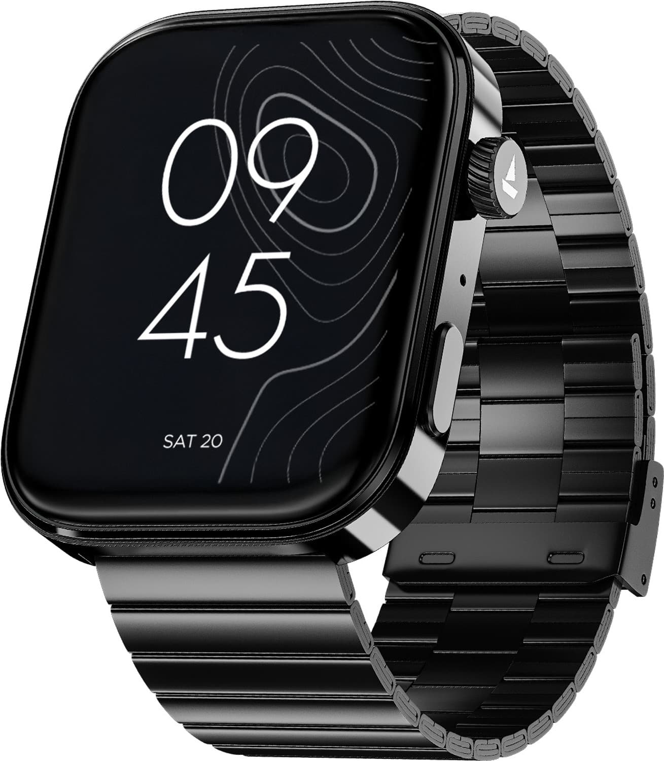 boAt Chrome Endeavour, Premium Metal Body, AI Coach, 1.96" (4.97cm) AMOLED Display Smartwatch (Steel Black Strap, Free Size)