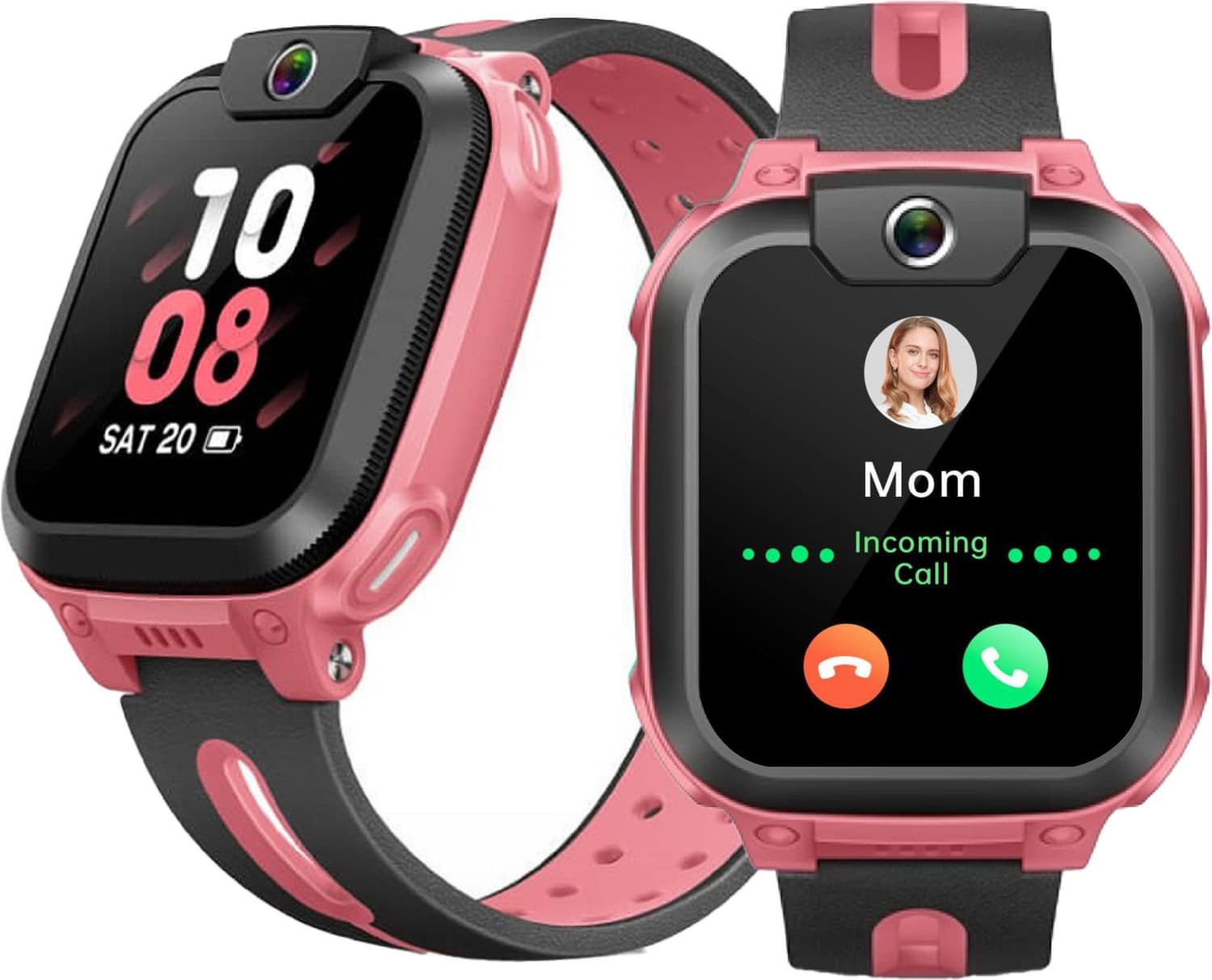 imoo Kids Phone Watch Z1-GPS Tracker, 4G,Video, Voice Calls,Geo-fencing,SOS,IPX8 Smartwatch (Grapefruit Red Strap, Free Size)