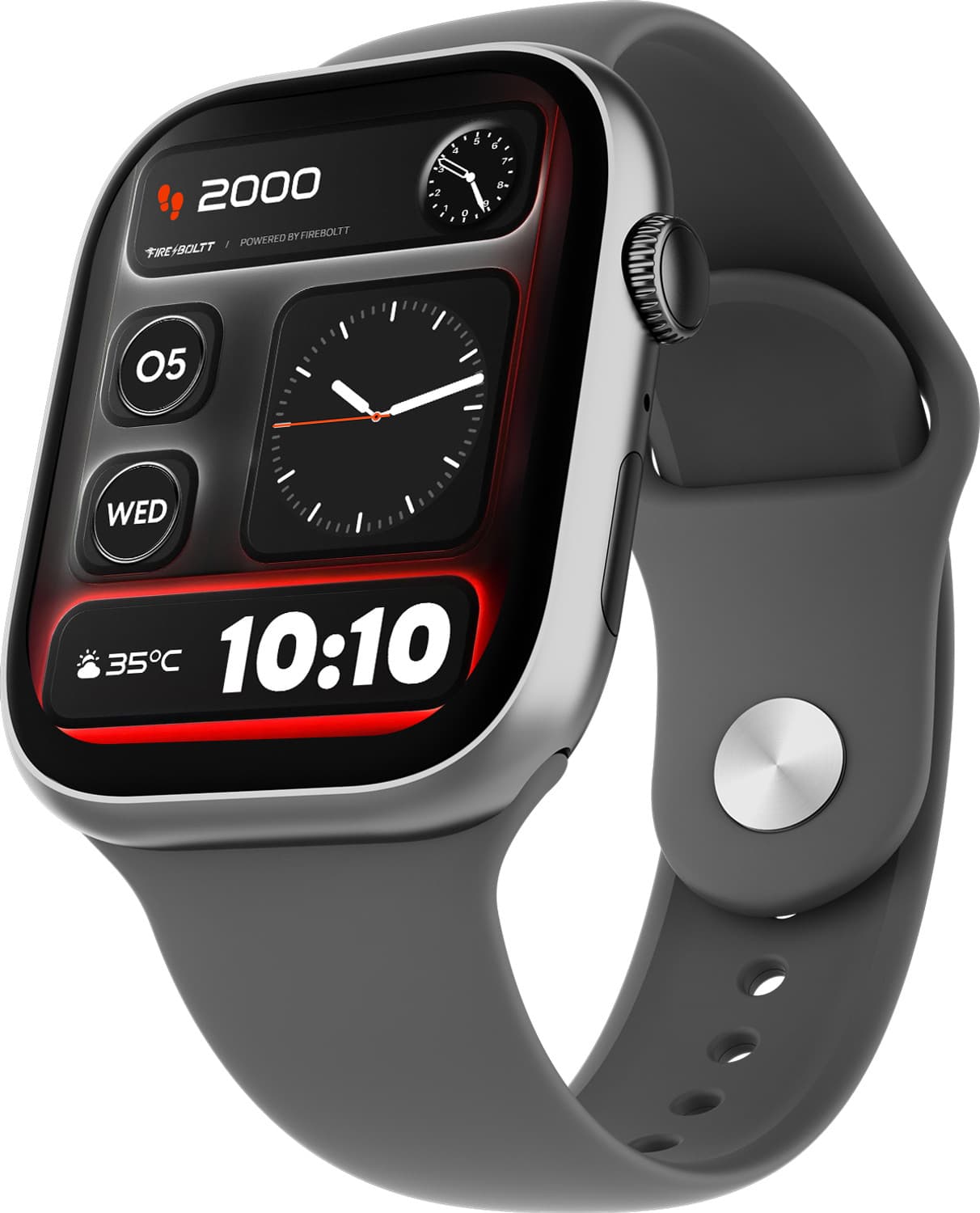 Fire-Boltt Ninja Ring 1.96" AMOLED Smartwatch (Ash Grey Strap, Free Size)