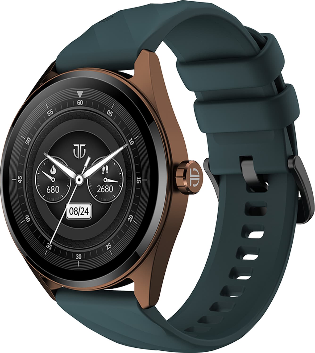Titan Crest,36.3 mm AMOLED Display,AOD,Working Crown,BT Calling,IP68,SOS Calling Smartwatch