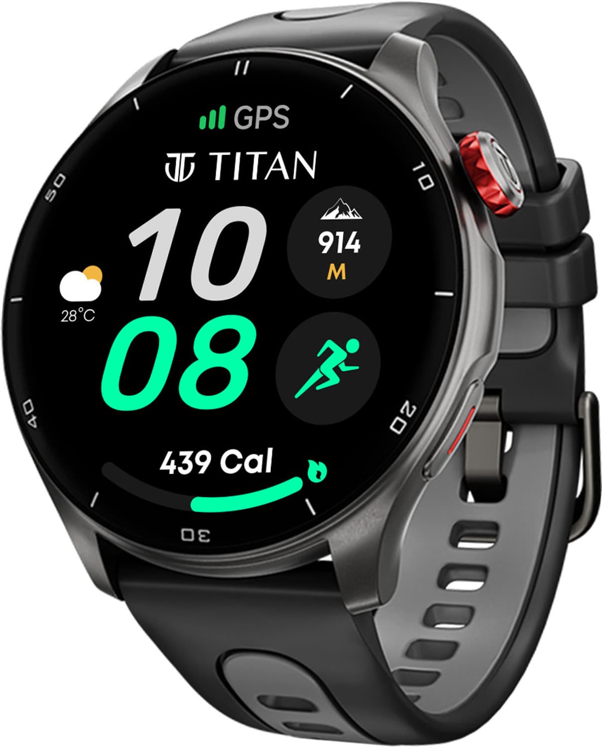 TITAN Celestor|India's Most Accurate In-Built GPS |Altimeter|Barometer|Compass|Strava Smartwatch (Black, Grey Strap, Free Size)