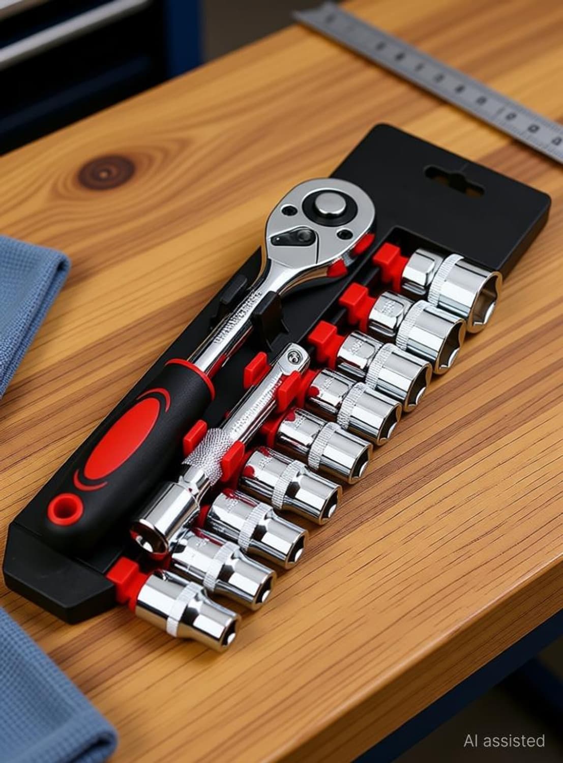 Emergity 12 in 1 Heavy Duty 1/2 Chrome Vanadium steel Socket Set with Quick Release Reversible Ratchet, Wrench Set, Tool Kit Socket Set