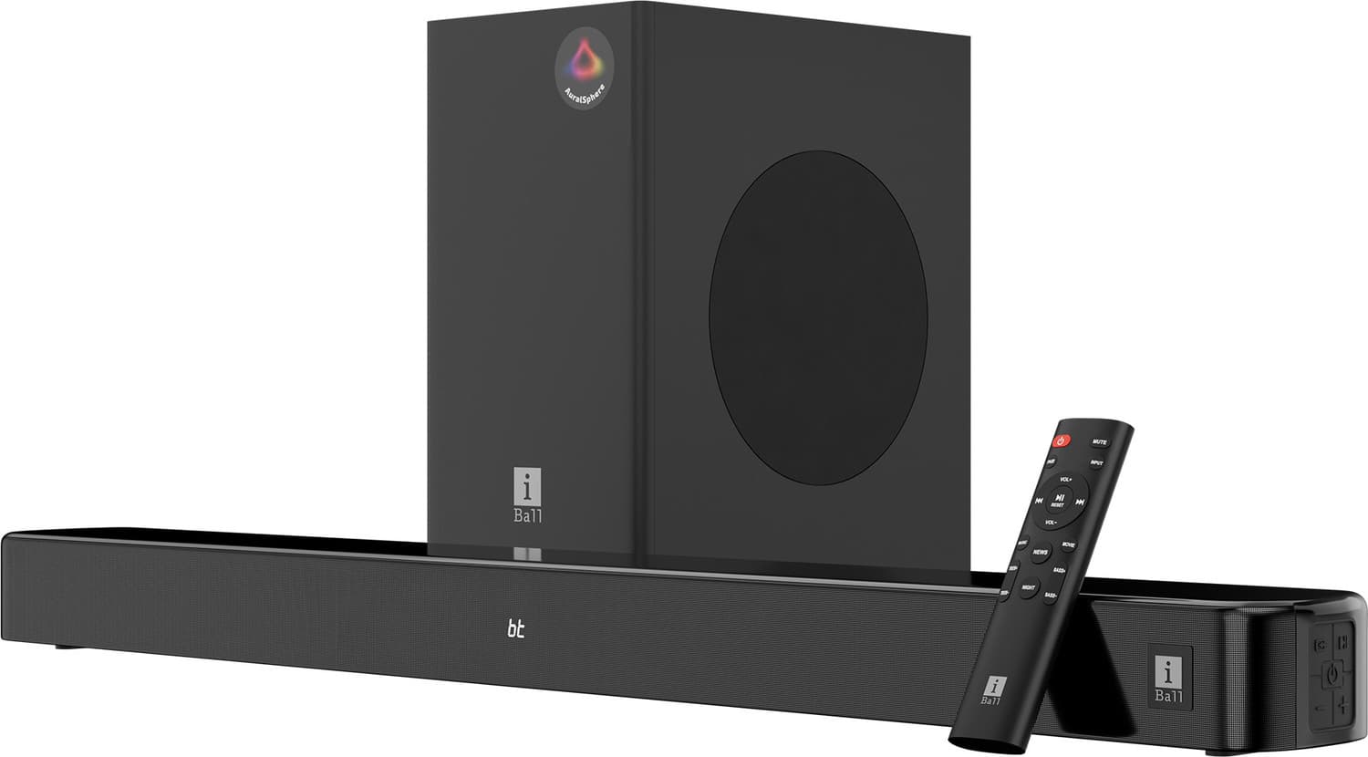 iball cinebar 100 subwoofer auralsphere surround audio quad drivers bt v5 3 usb aux 220 w bluetooth soundbar