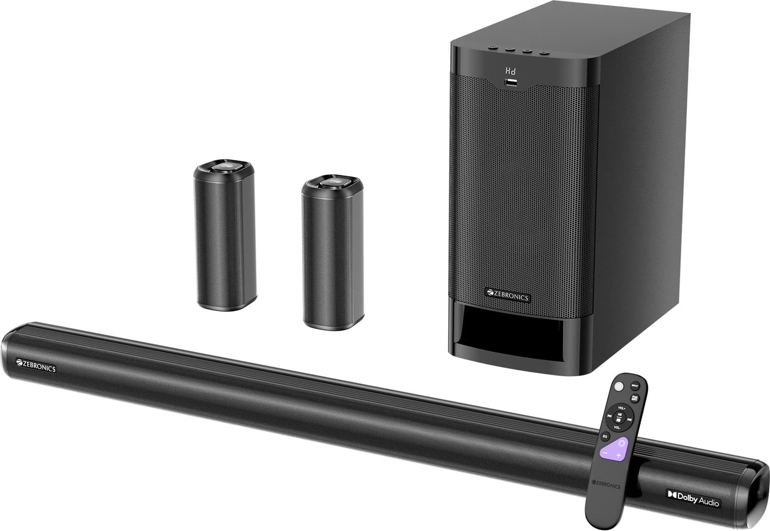 ZEBRONICS Juke Bar 9525,Dolby Audio,Subwoofer & Satellites,BTv5.3,HDMI ARC,OPTICAL,USB,AUX 525 W Bluetooth Soundbar (Black, 5.1 Channel)