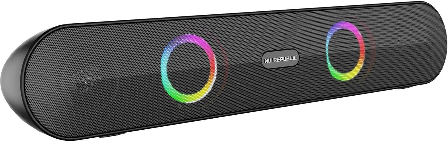 Nu Republic PartyBox 165 With 10 Hrs Playtime, Dual 52mm Dynamic Driver, Multi RGB LED Light 16 W Bluetooth Soundbar