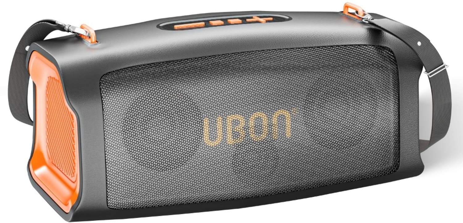 Ubon SP-85 Big Daddy 30W Party Speaker, 20H Playtime, USB, TF, AUX, FM, V5.3 30 W Bluetooth Party Speaker (Black, Orange, 2.1 Channel)