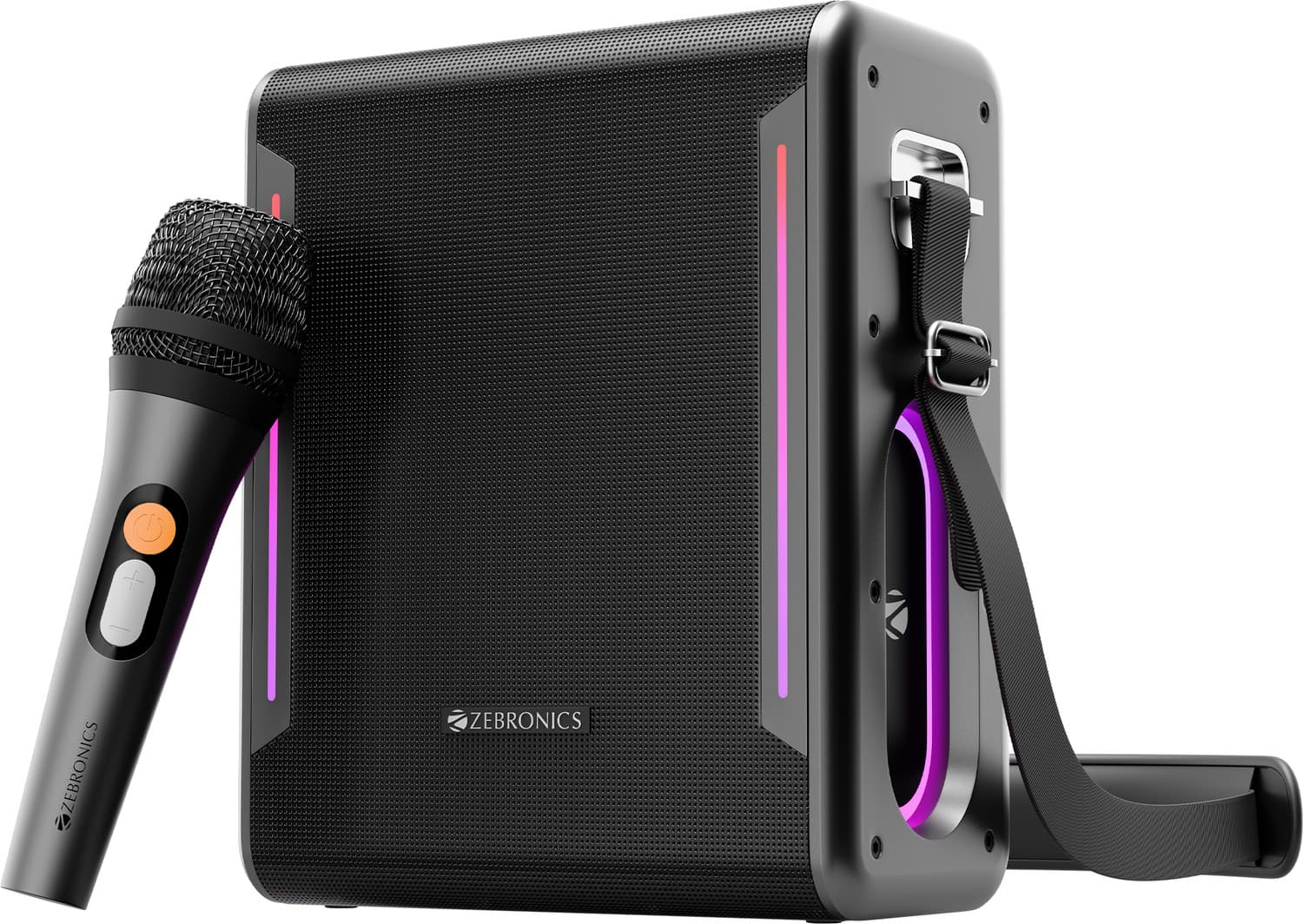 zebronics axon 150 portable speaker bt v5 3 7h playback rgb lights wireless mic usb 100 w bluetooth party speaker