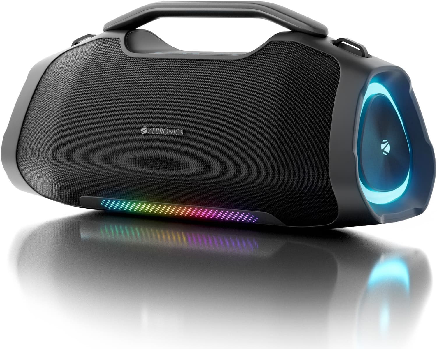 ZEBRONICS Sound Feast 550, Upto 5hrs Playback, Dual Drivers, Subwoofer, TWS, RGB, Type-C 75 W Bluetooth Party Speaker (Black, Stereo Channel)