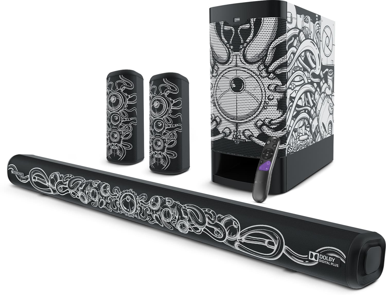 ZEBRONICS Juke bar 9400(Designed by Santanu Hazarika)Optical in,AUX, BT,USB in,LED Display 525 W Bluetooth Home Audio Speaker