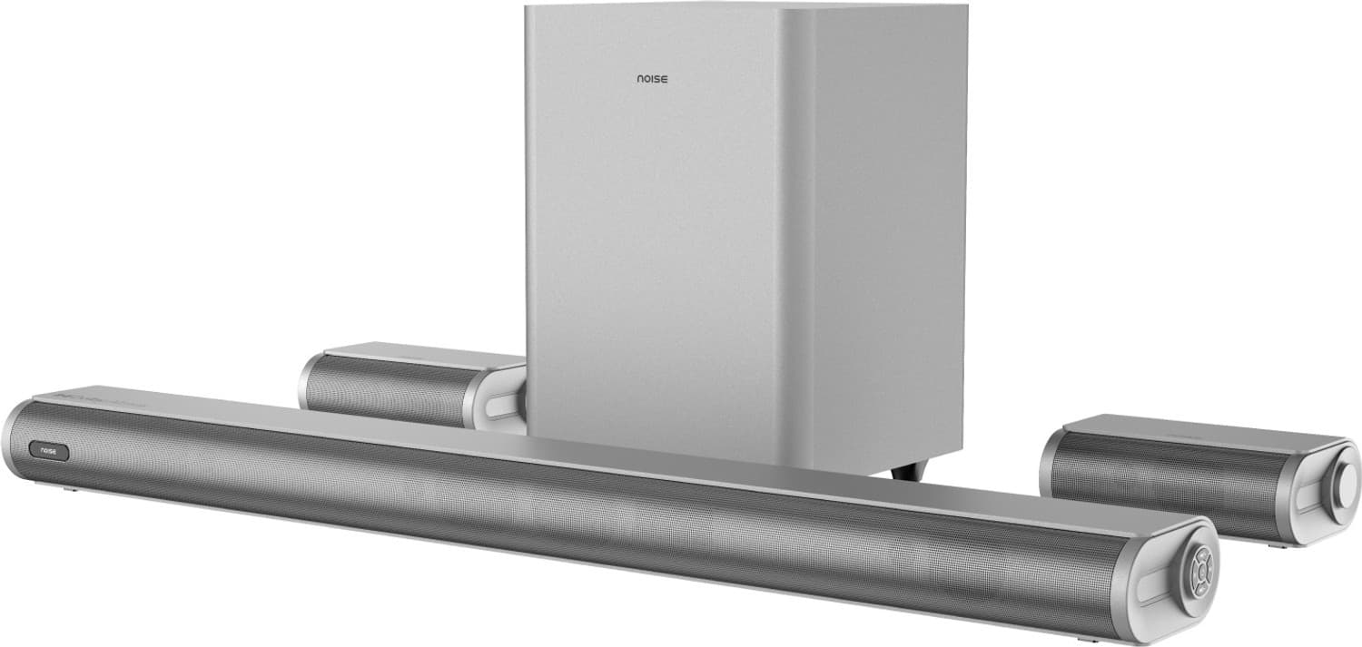 Noise Homestage 5.1 Dolby Atmos with Powerful Sound, Multi-Input, BT 5.3, 3 EQ Modes 500 W Bluetooth Soundbar (Silver, 5.1 Channel)
