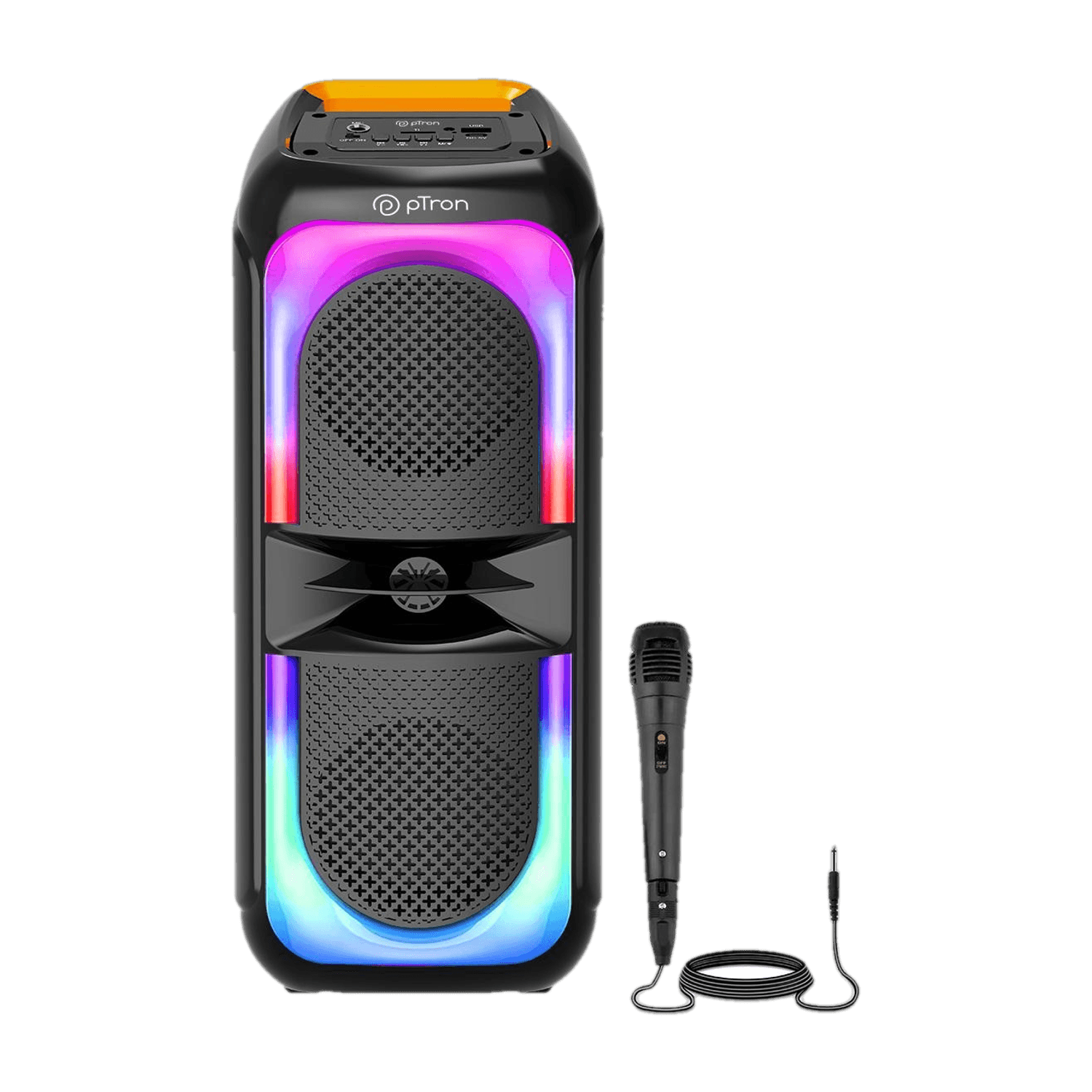 PTron Fusion Beats with 40W Pristine Sound, Karaoke Mic, RGB Lights & 6Hrs Playback 40 W Bluetooth Party Speaker