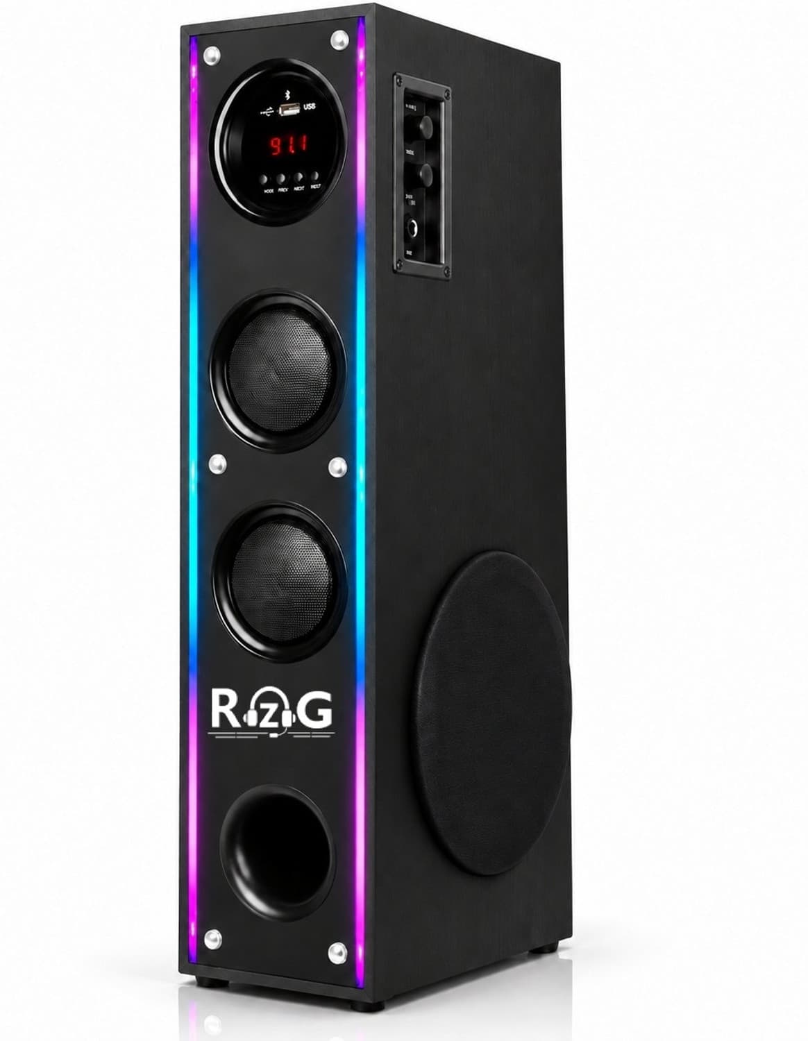 RZG Q-36 Tower Speaker High Bass Bluetooth Speaker 120 W Bluetooth Party Speaker (Black, 2.1 Channel)