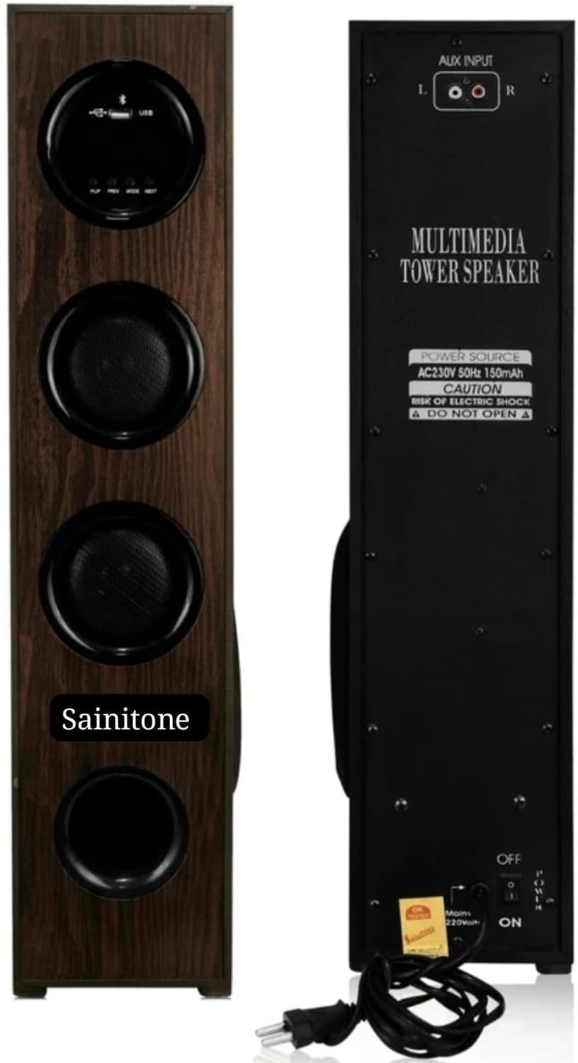 Sainitone ST-ST04-130W-TWR-BLK 130 W Bluetooth Party Speaker (Black brown, 3 Channel)