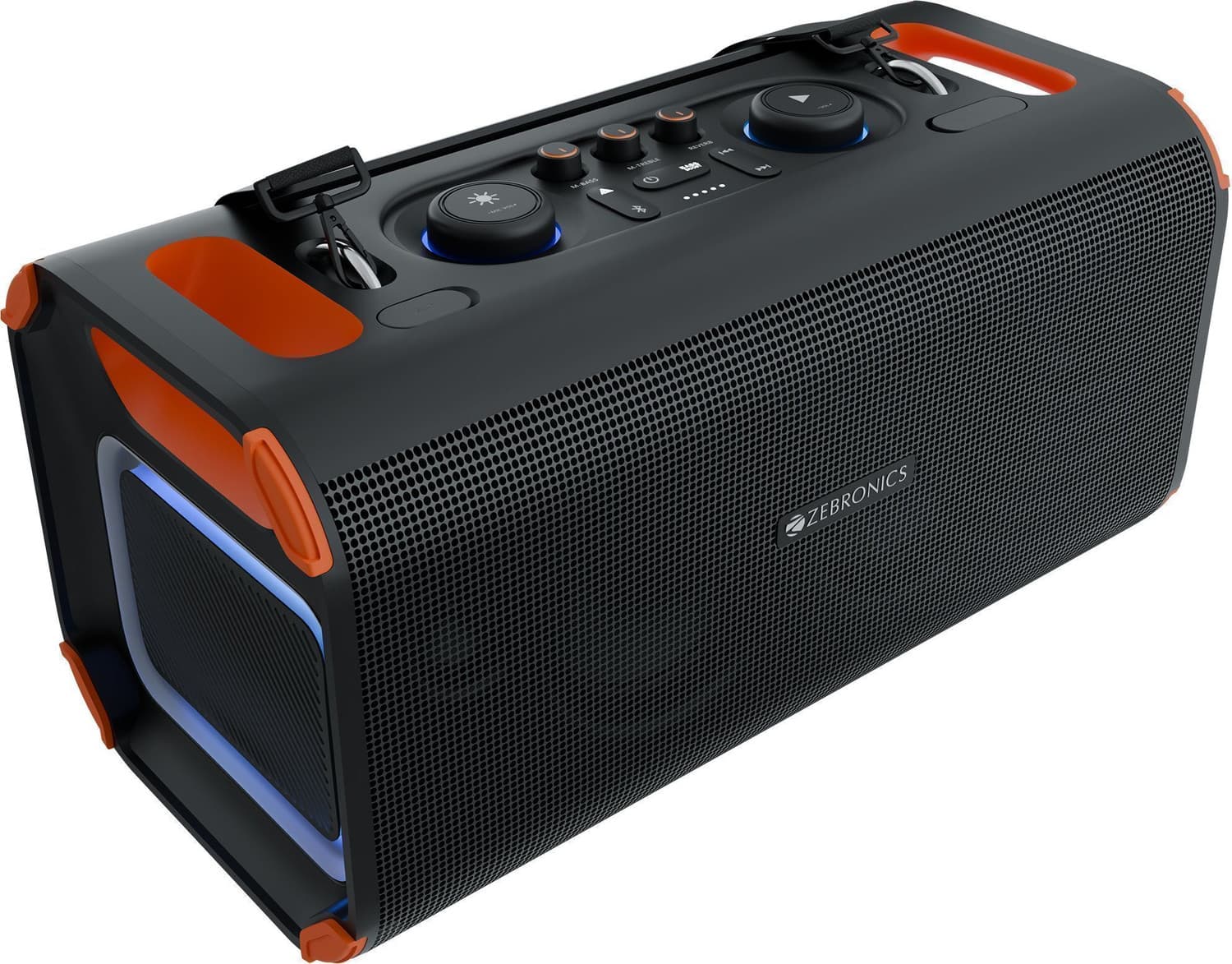 ZEBRONICS PRIMA PRO Party speaker upto 5 Hours Playtime,Wireless Mic, Mic & Guitar IN 150 W Bluetooth Speaker