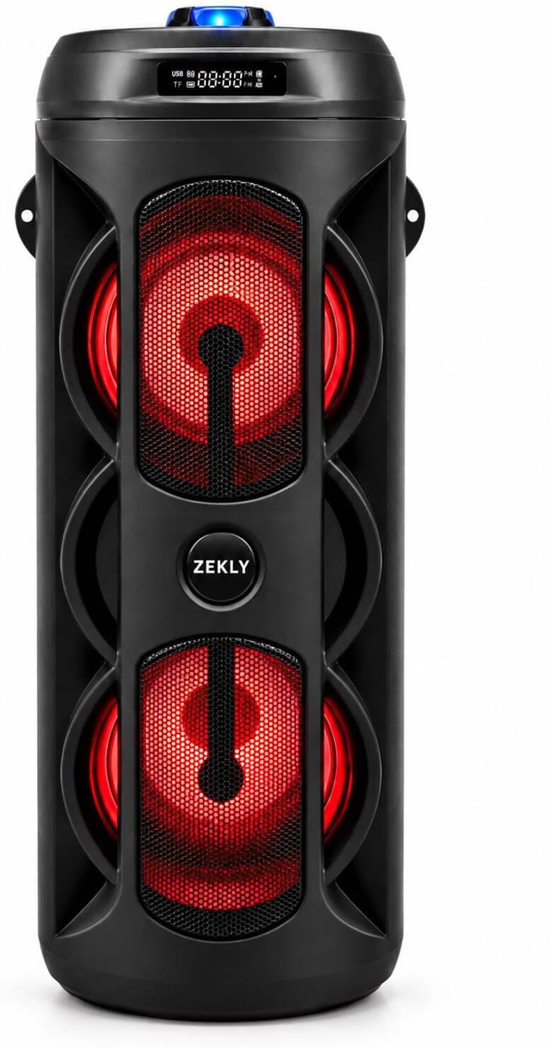 ZEKLY DJ Speaker & Sound Box . 40W Tower Speaker | Dual Woofer RGB Lights | Remote | 40 W Bluetooth Party Speaker (Black, TWS, USB,SD,AUX,Type C,Recha...