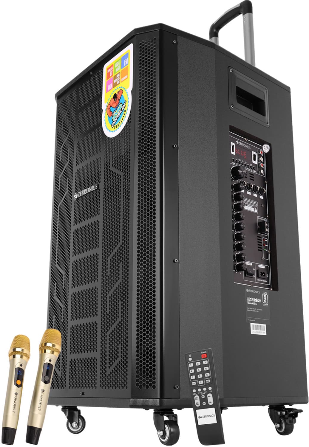 ZEBRONICS ZEB-MONSTER PRO 2X15L1 (METAL PRO) with Dual Wireless Mic, 150 W Bluetooth Party Speaker