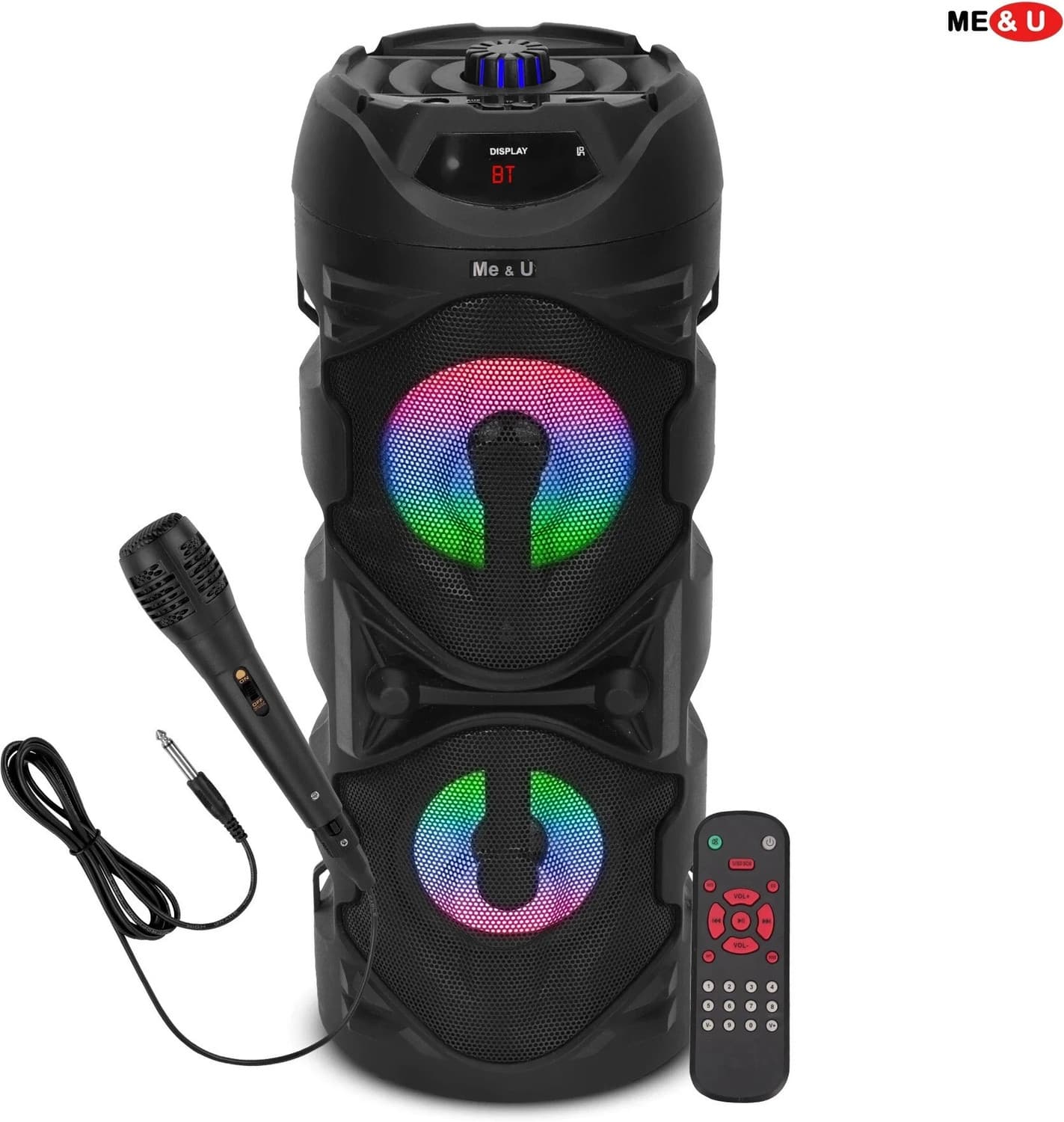 ME&U Storm PartyBox with Bluetooth FM AUX RGB Light karaoke mic tower Speaker 40 W Bluetooth Party Speaker