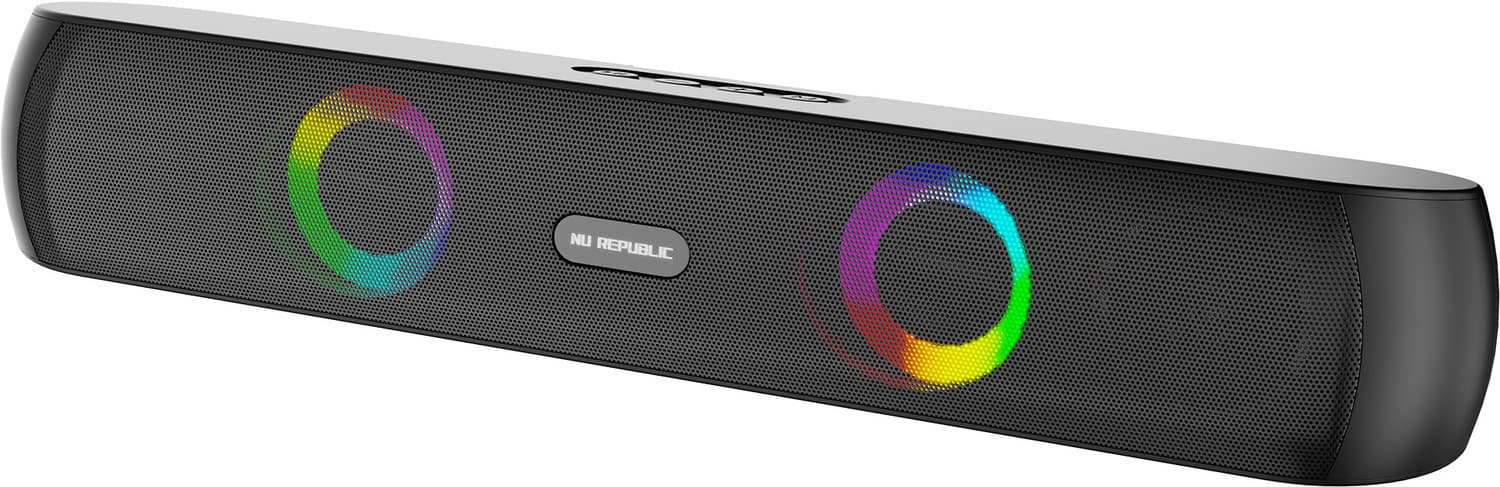 Nu Republic PartyBox 160 With 10 Hrs Playtime, Dual 52mm Dynamic Driver, Multi RGB LED Light 16 W Bluetooth Soundbar