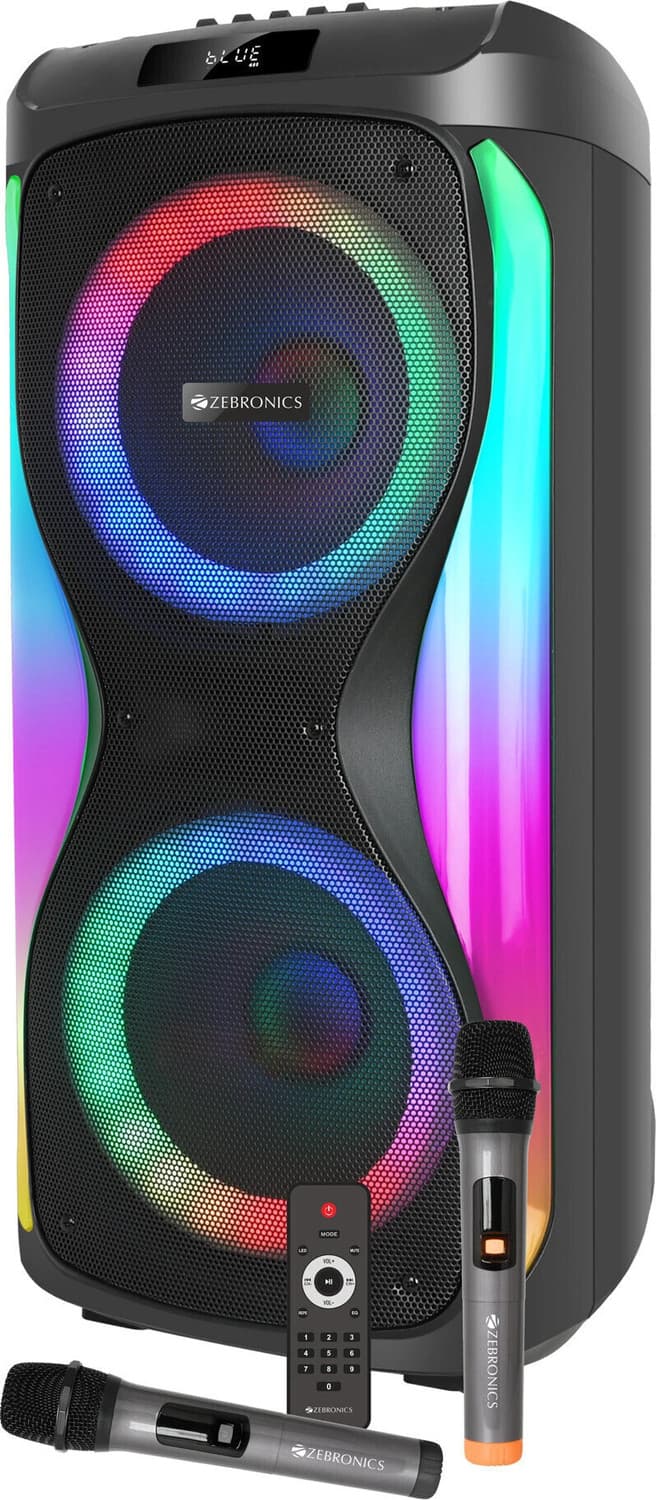 ZEBRONICS Party Fyre 550 Trolley Speaker 5h Playback,Wireless Mic with Display,USB, AUX 240 W Bluetooth Soundbar (Black, Mono Channel)