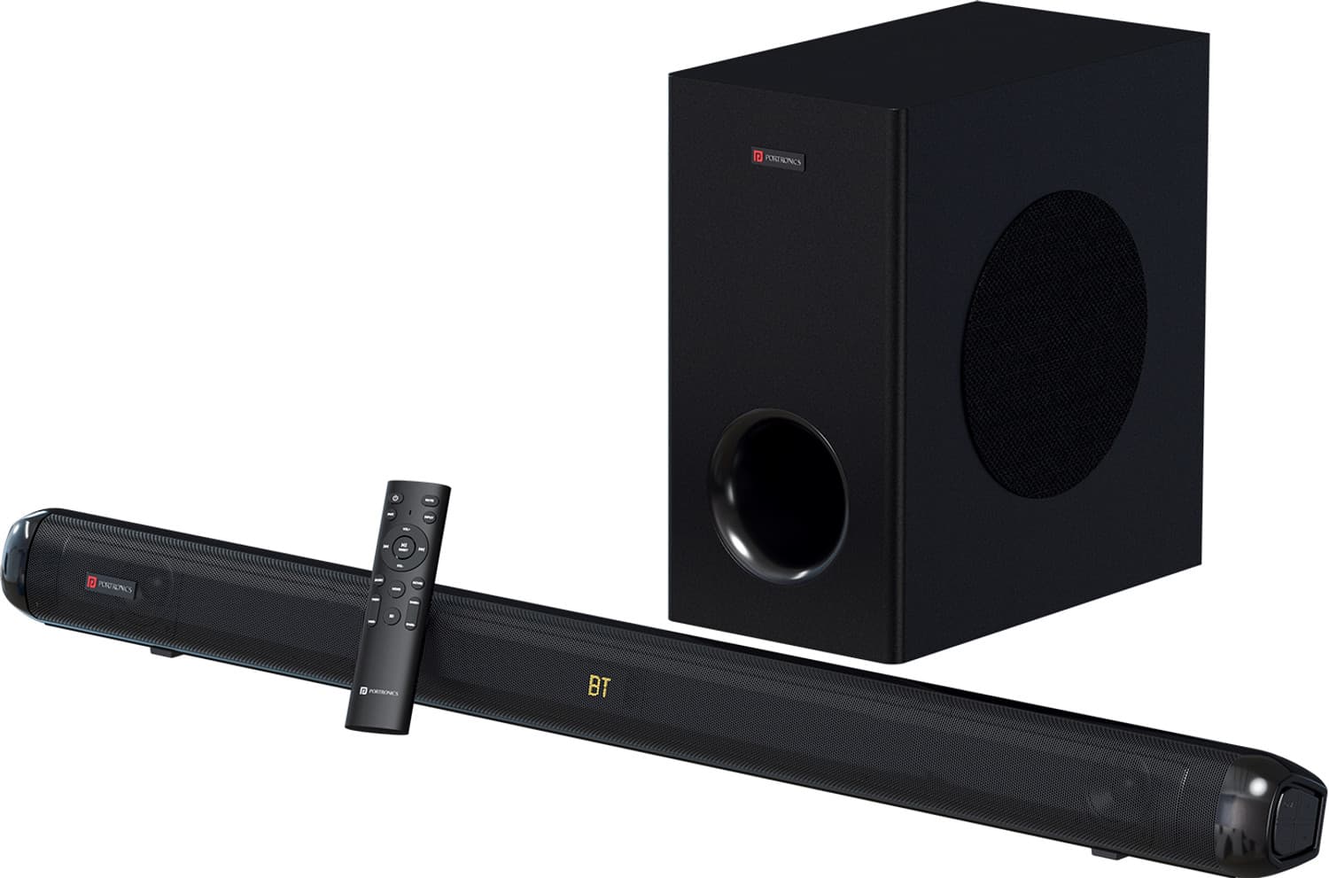 Portronics Pure Sound 108 160W Bluetooth Soundbar with Deep Bass, 6.5 Inch Subwoofer 160 W Bluetooth Soundbar (Black, 2.1 Channel)