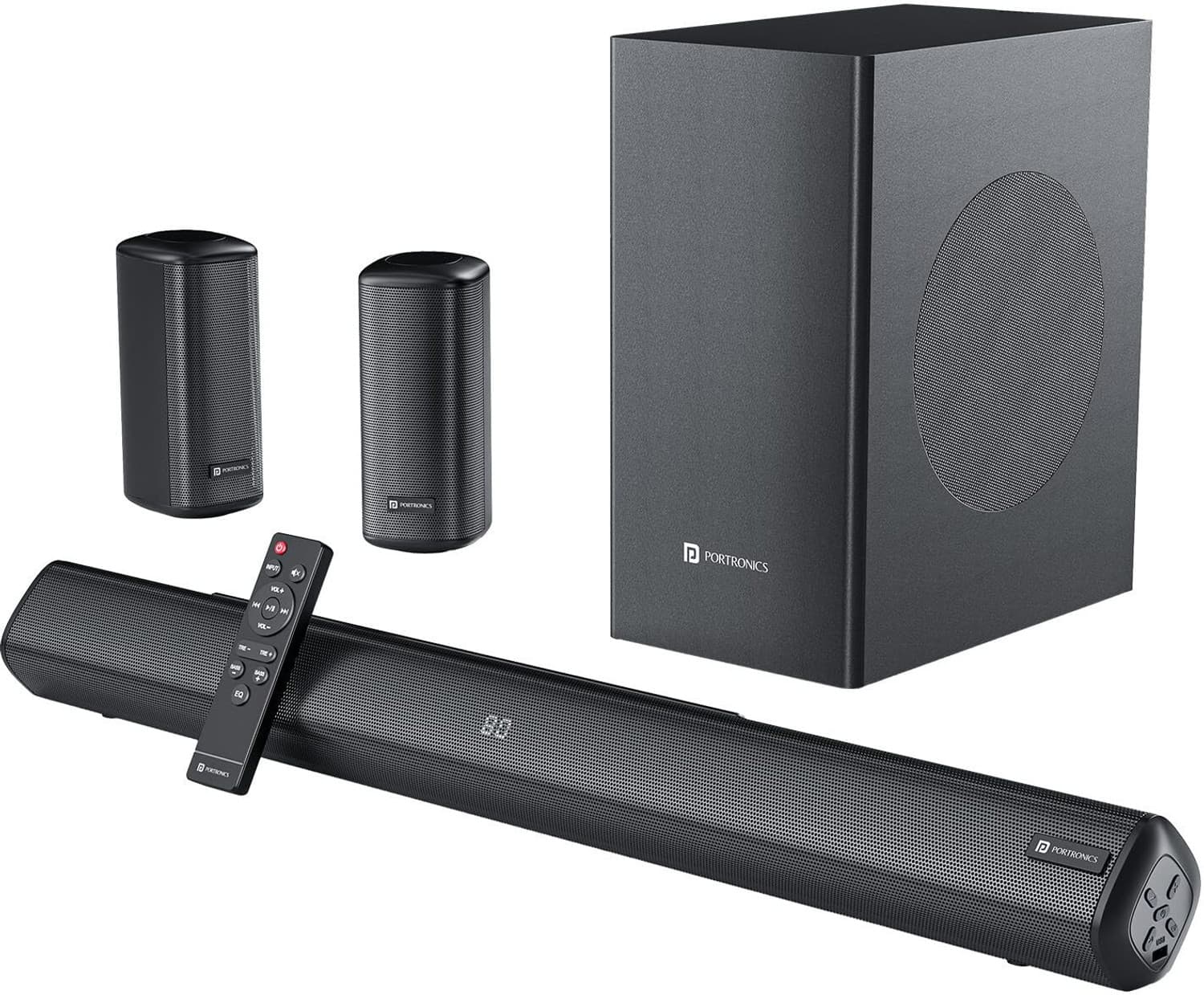 Portronics CineArc 200W Bluetooth Soundbar,Wired Subwoofer with DeepBass,5.1Ch Home Theatre 200 W Bluetooth Soundbar (Black, 5.1 Channel)