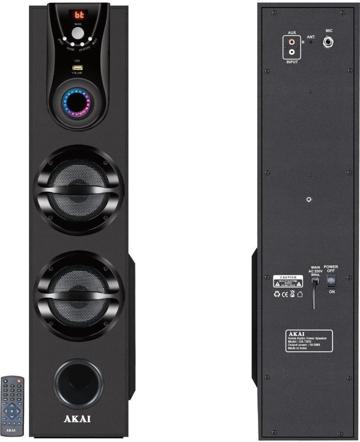 Akai HA-TS50 50 W Bluetooth Tower Speaker (Black, 2.0 Channel)