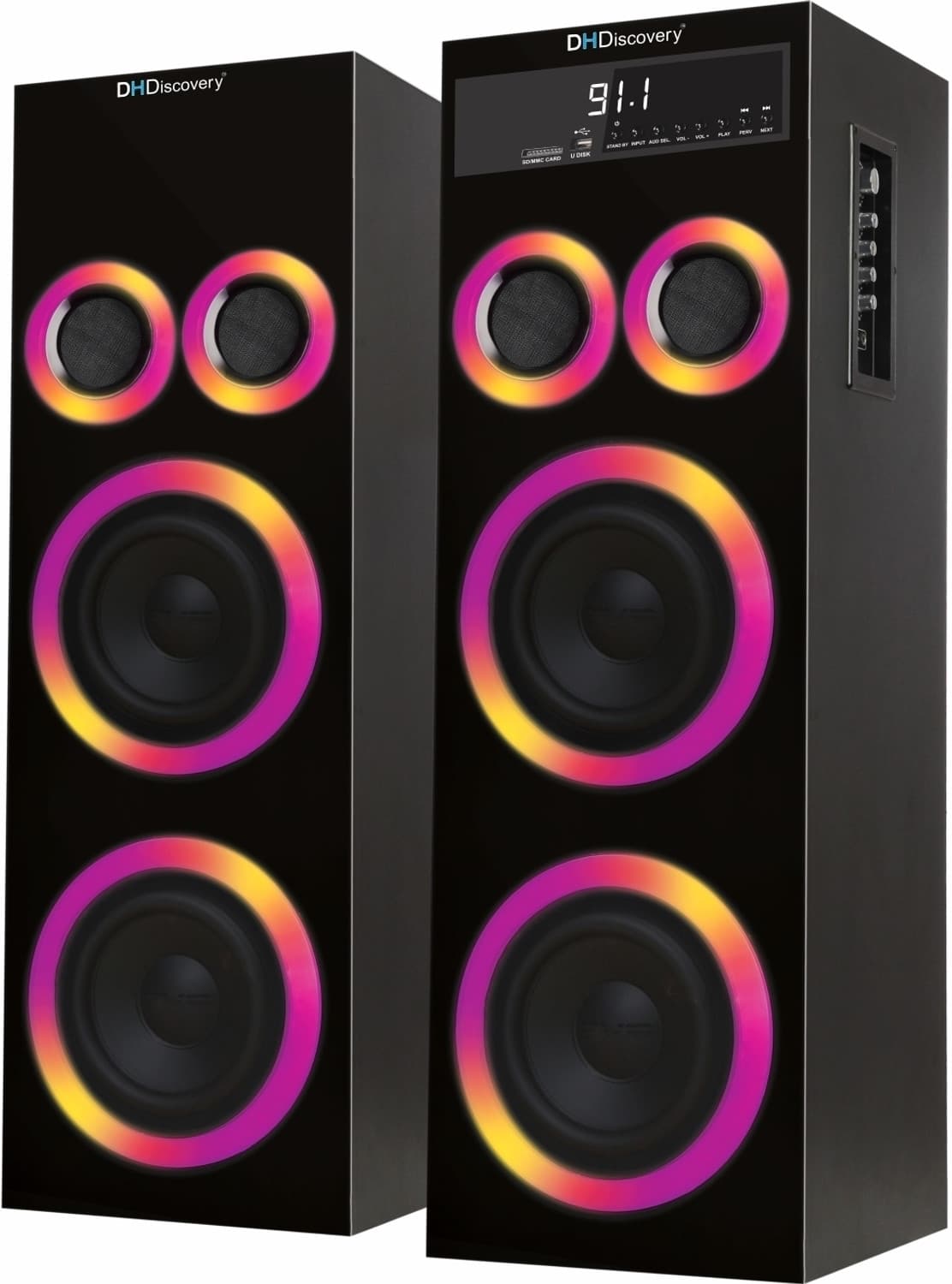 DH Discovery DJ 2727 MLT (Wireless Mic, Remote Control, RGB Light) 3800 W Bluetooth Tower Speaker