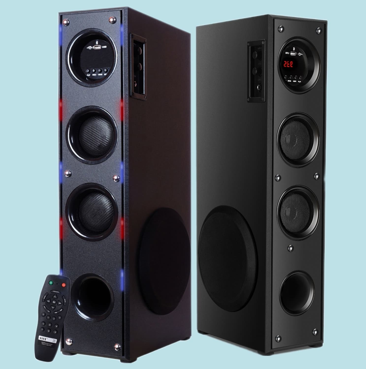 quaranel bv tower multimedia speaker system remote control 100 w bluetooth tower