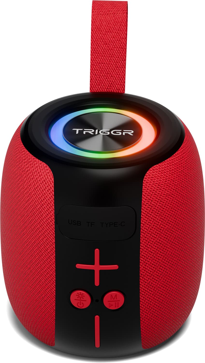 TRIGGR Roar 8 with RGB Lights, Fabric Exterior, TWS & FM Mode, 12H Playtime, BT v5.4 8 W Bluetooth Speaker (Crimson Red, Mono Channel)