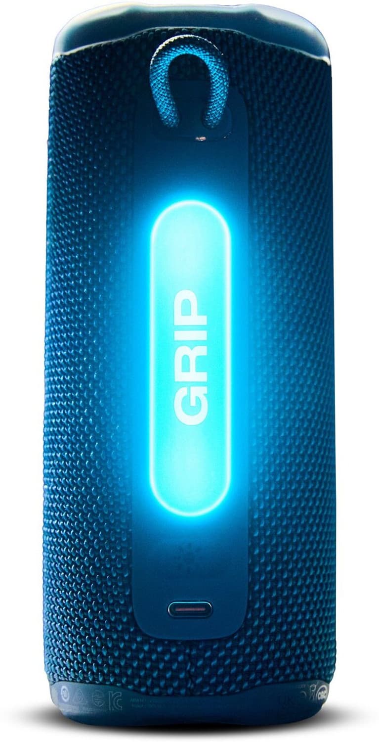 JBL Grip Pro Sound with AI Sound Boost, Ambient Light, 14H Playtime, Auracast IP68 16 W Bluetooth Speaker (Blue, Mono Channel)