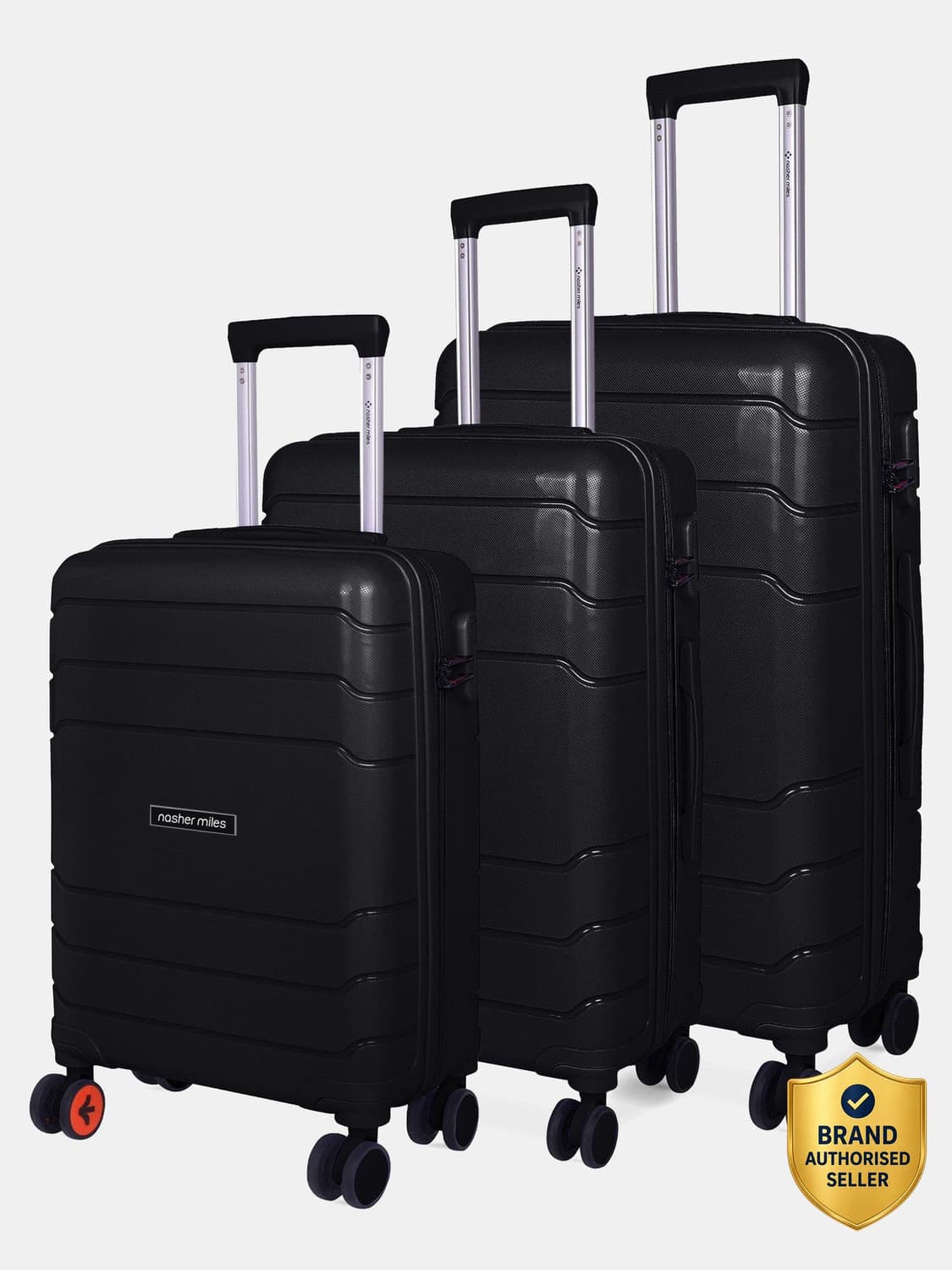 NASHER MILES Lisbon Hard-Side Polypropylene Check-in Luggage Set of 3 Black Trolley Bags (55 , 65 & 75 Cm)(Black) Check-in Suitcase - 28 inch