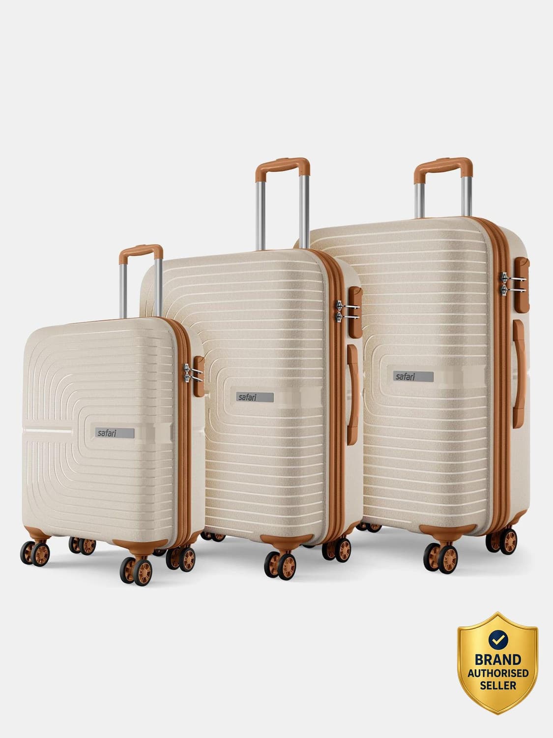 Hard Body Set of 3 Luggage 8 Wheels - Eclipse Neo 55/66/75 4W Luxury Beige - Beige