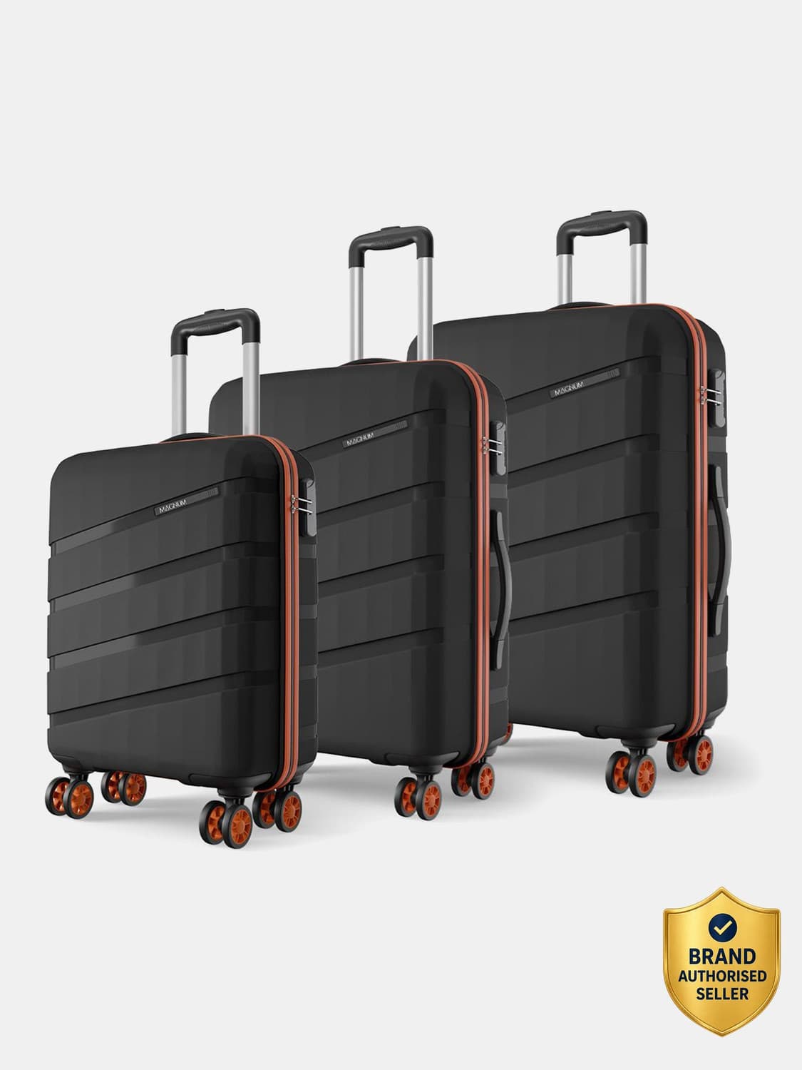 Hard Body Set of 3 Luggage 8 Wheels - Magnum Evolix 3P set 4W - Black