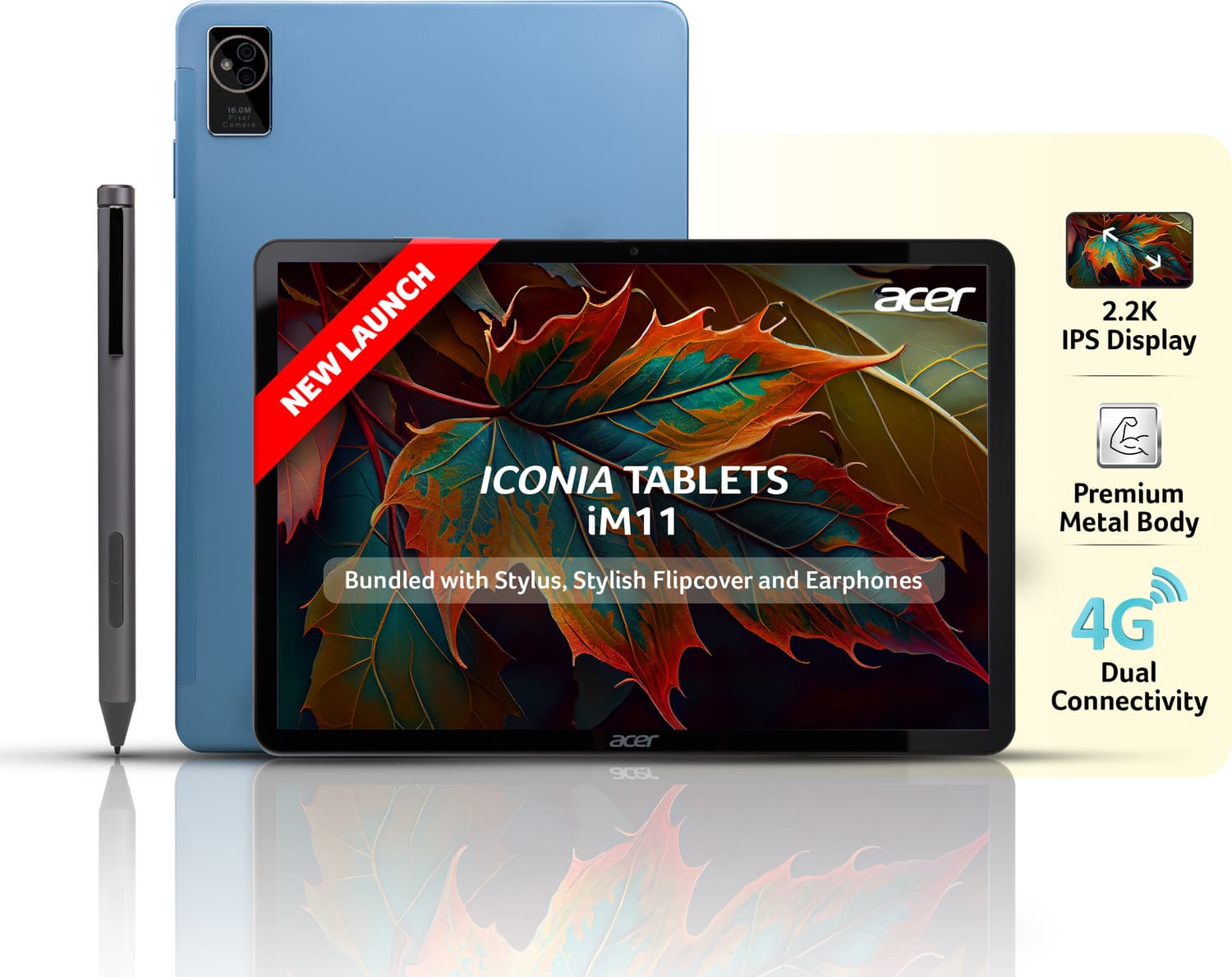 Acer Iconia Tab 6 GB RAM 128 GB ROM 11.45 inch with Wi-Fi+4G Tablet (Blue)