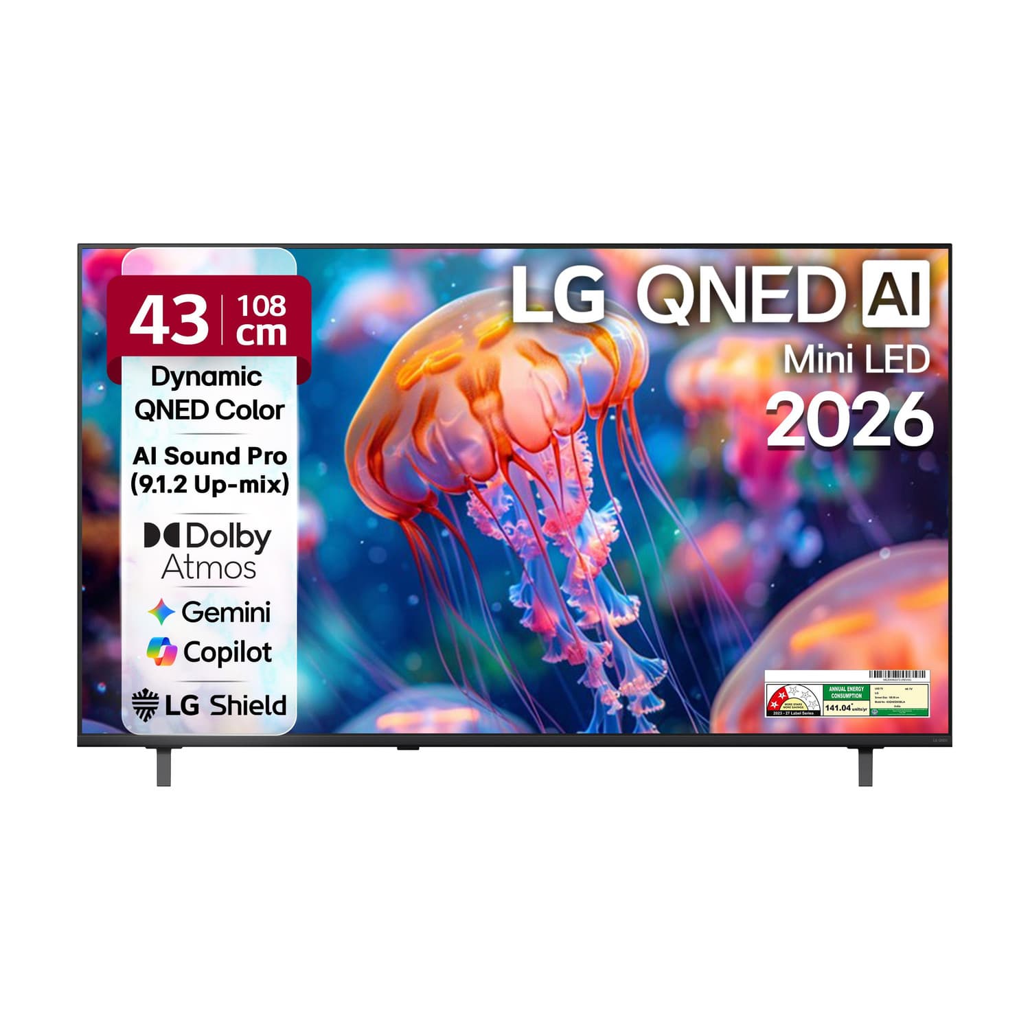 AI QNED65 108 cm (43 inch) Ultra HD (4K) Mini LED Smart WebOS TV 2026 Edition with Dynamic QNED Color, Alpha7 AI Processor 4K Gen8, HDR10 Pro, Dolby A...