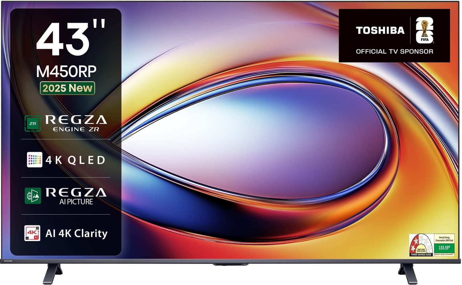 TOSHIBA 43M450RP 108 cm (43 inch) QLED Ultra HD (4K) Smart VIDAA TV 2025 Edition with Quantum Dot Color| Dolby Vision Atmos| 4K AI Upscalar