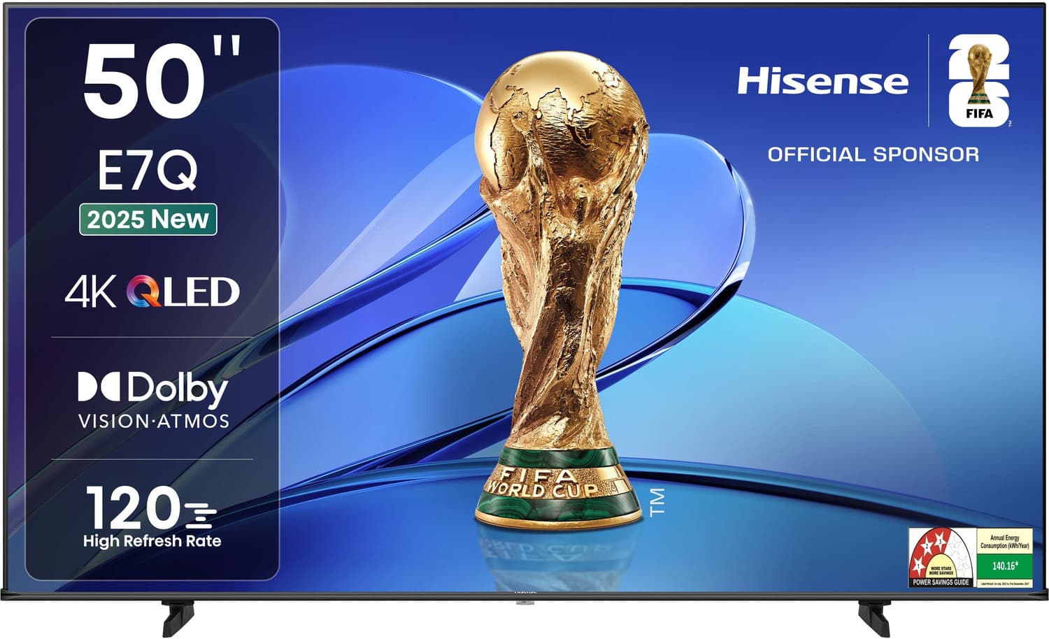 Hisense 50E7Q 126 cm (50 inch) QLED Ultra HD (4K) Smart VIDAA TV 2025 Edition with Dolby Vision Atmos, 120 High Refresh Rate, AI 4K Upscaler