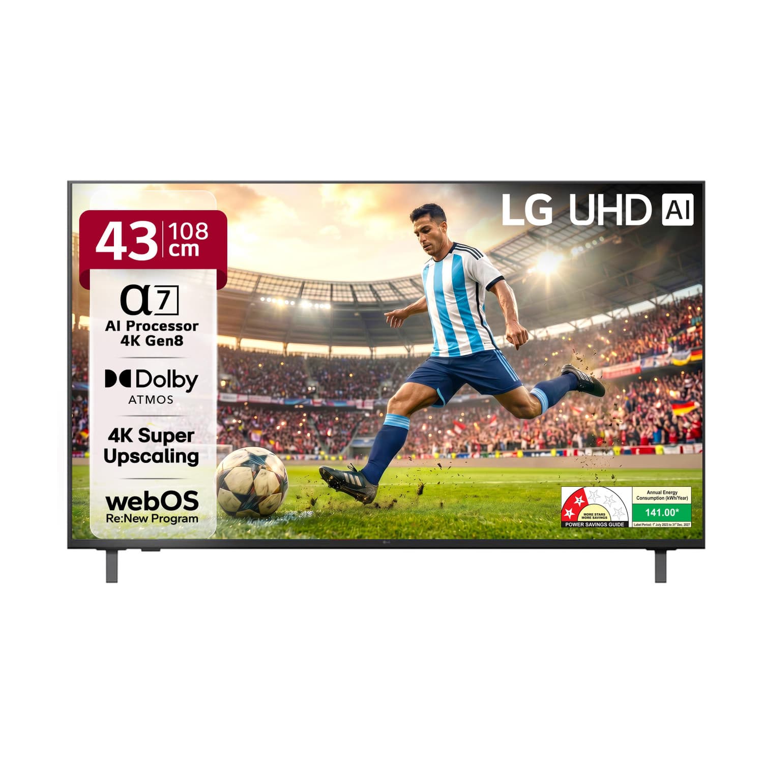 AI TV UA7380 108 cm (43 inch) Ultra HD (4K) LED Smart WebOS TV 2025 Edition with Alpha7 AI Processor 4K Gen8 | 4K Super Upscaling| 4K Expression Enhan...
