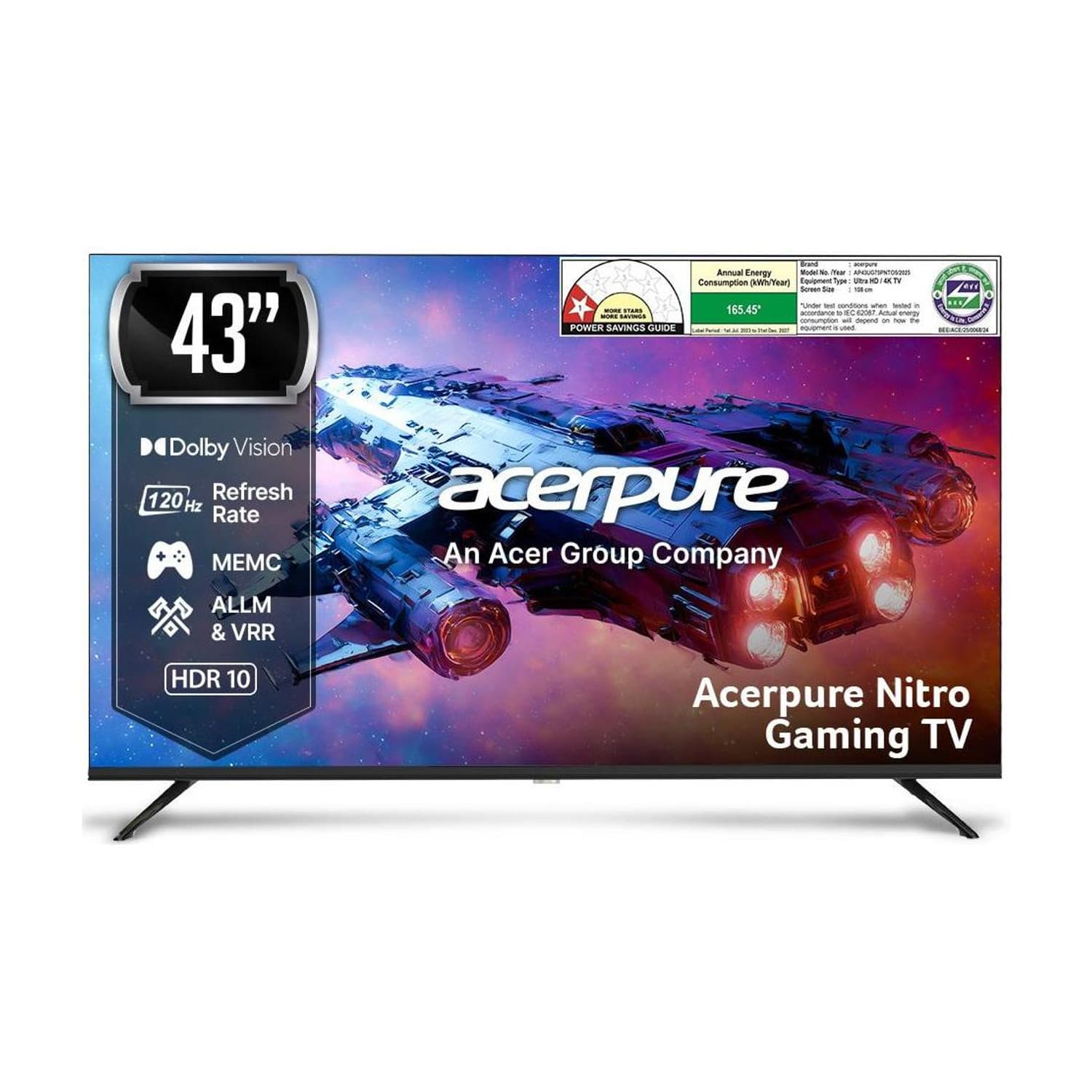 acerpure Nitro 108 cm (43 inch) QLED Ultra HD (4K) Smart Google TV 2025 Edition with 120 Hz GTV 5.0 |Android 14 |Dolby Vision & Dolby Atmos|40W Sound|...
