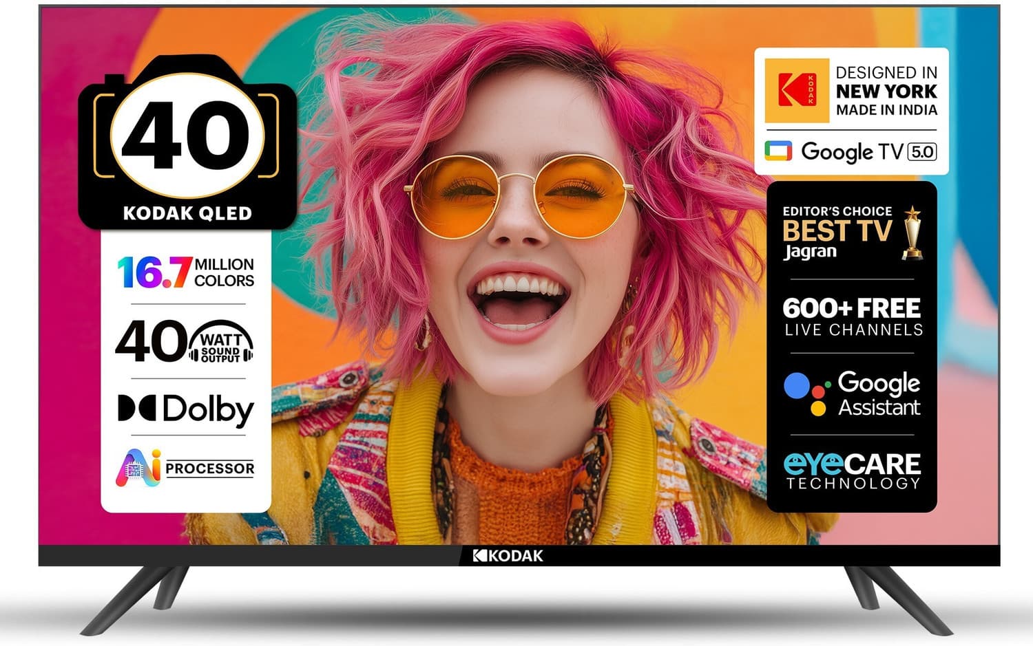 100 cm (40 inch) QLED Full HD Smart Google TV 2026 Edition with Google Voice Assistant Remote Control 40 Watt Sound Output Dolby Sound 600+ Free Live ...