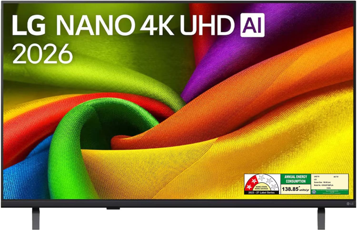 108 cm (43 inch) Ultra HD (4K) NanoCell Smart WebOS TV 2026 Edition with alpha 7 AI Processor 4K Gen9 (43NU875BPLA)