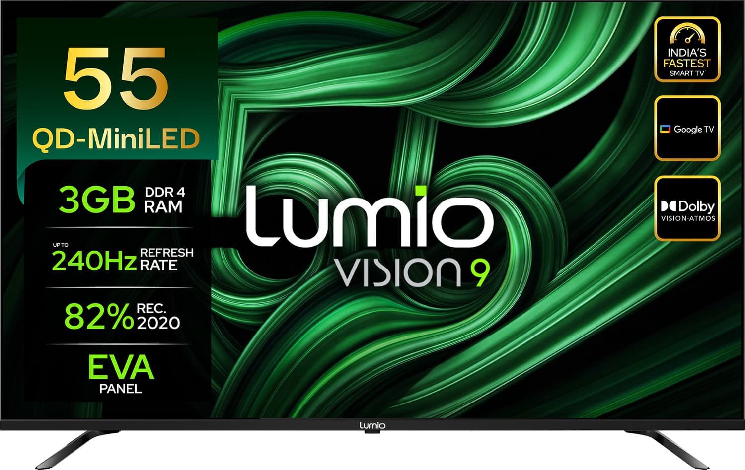Vision 9 139 cm (55 inch) Ultra HD (4K) Mini LED Smart Google TV 2026 Edition with 4K 144Hz 1080p 240Hz HDR Dolby Vision + Atmos and 800 Nits Peak Bri...