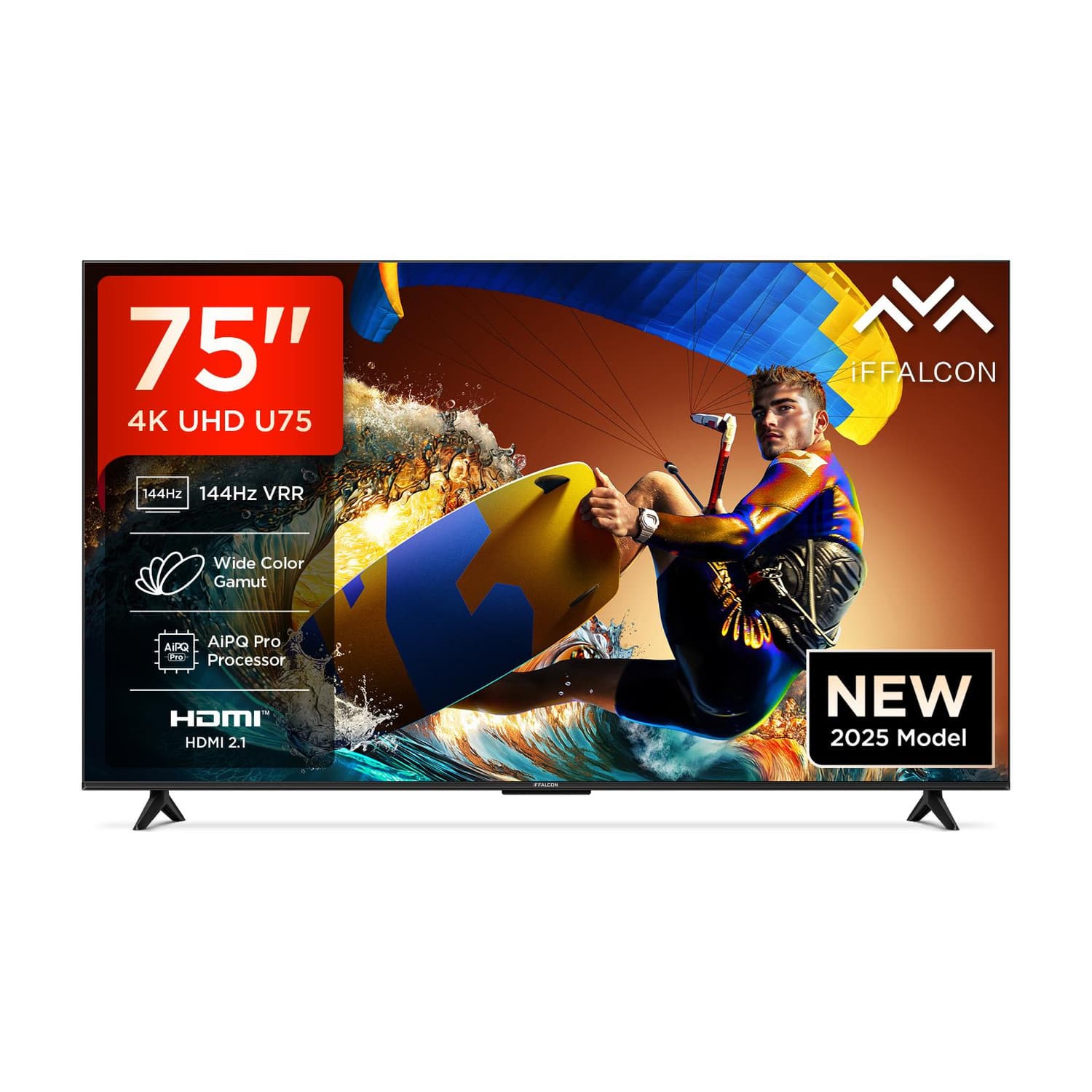 iFFALCON U75 189 cm (75 inch) Ultra HD (4K) LED Smart Google TV 2025 Edition with 144 Hz VRR | Wide Color Gamut | AiPQ Pro Processor | 30 W Dolby Visi...