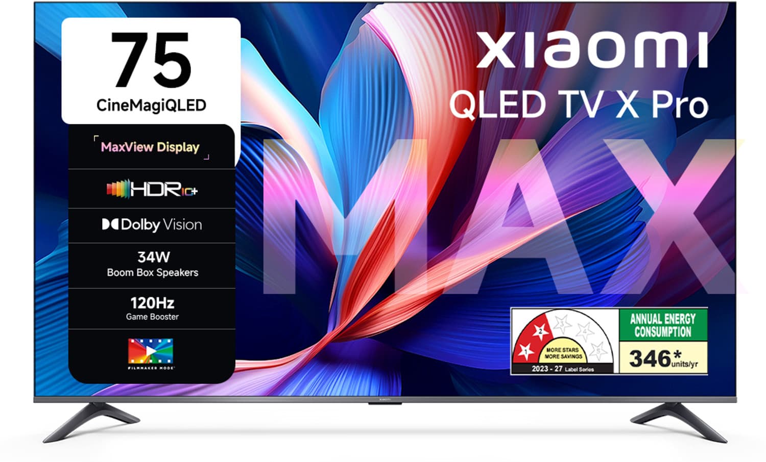 X Pro Series 189.3 cm (75 inch) QLED Ultra HD (4K) Smart Google TV 2026 Edition with MaxView Display | 34W Dolby Audio | Filmmaker Mode | HDR10+ | Dol...